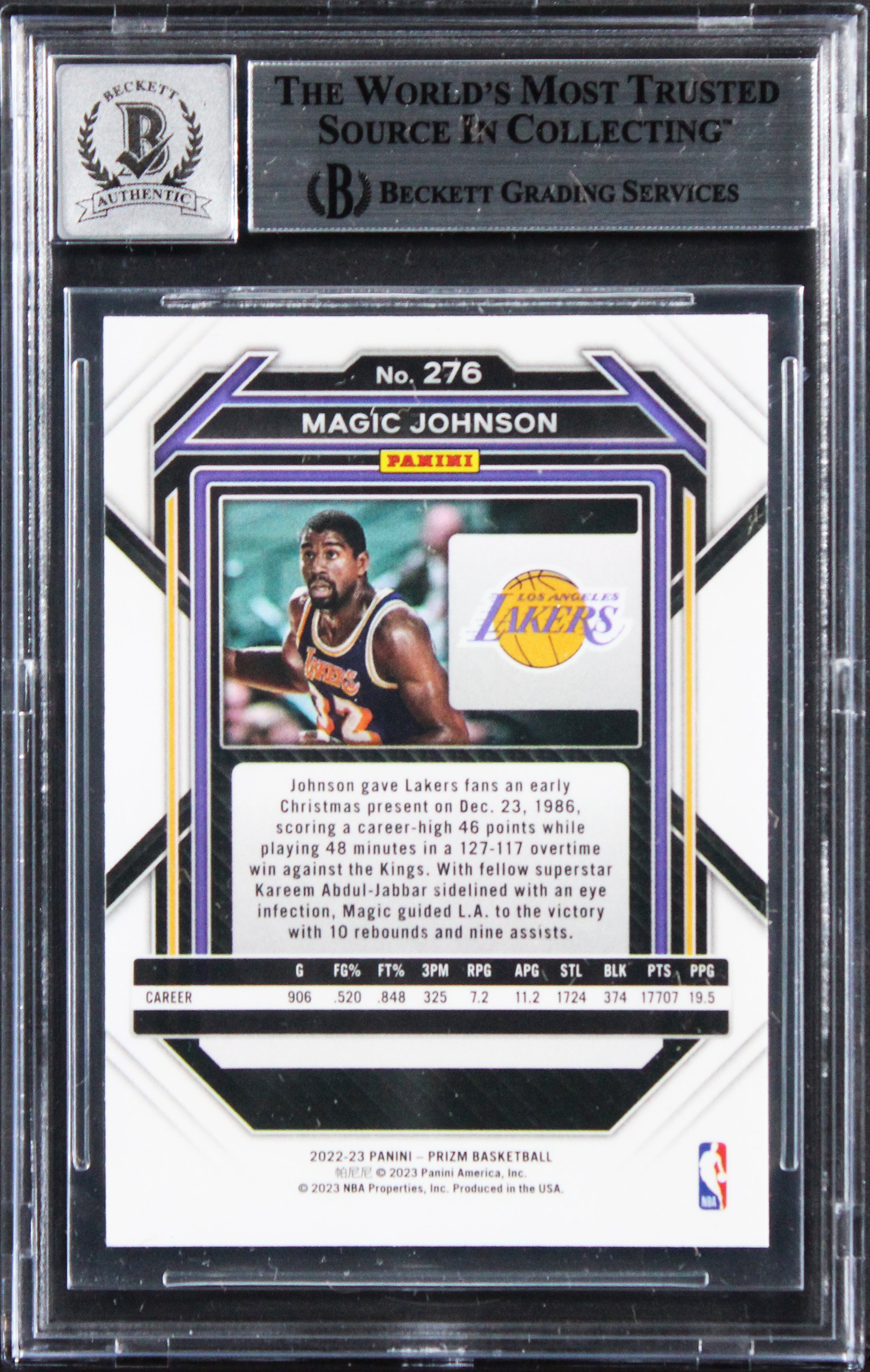Lakers Magic Johnson Signed 2022 Panini Prizm #276 Card Auto GM 10! BAS Slabbed