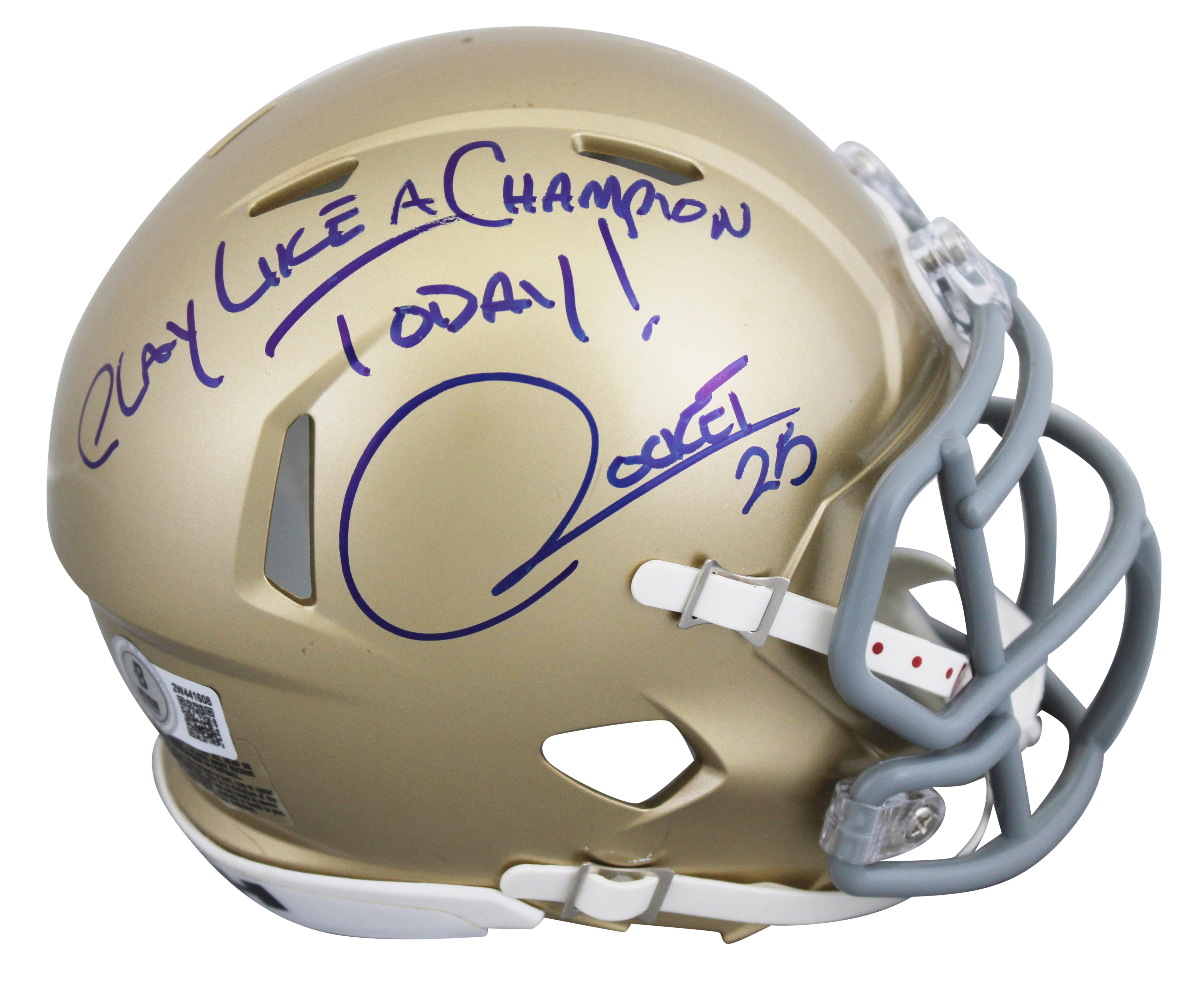 Notre Dame Raghib Ismail "PLAC Today! Rocket" Signed Speed Mini BAS Wit 2W441608