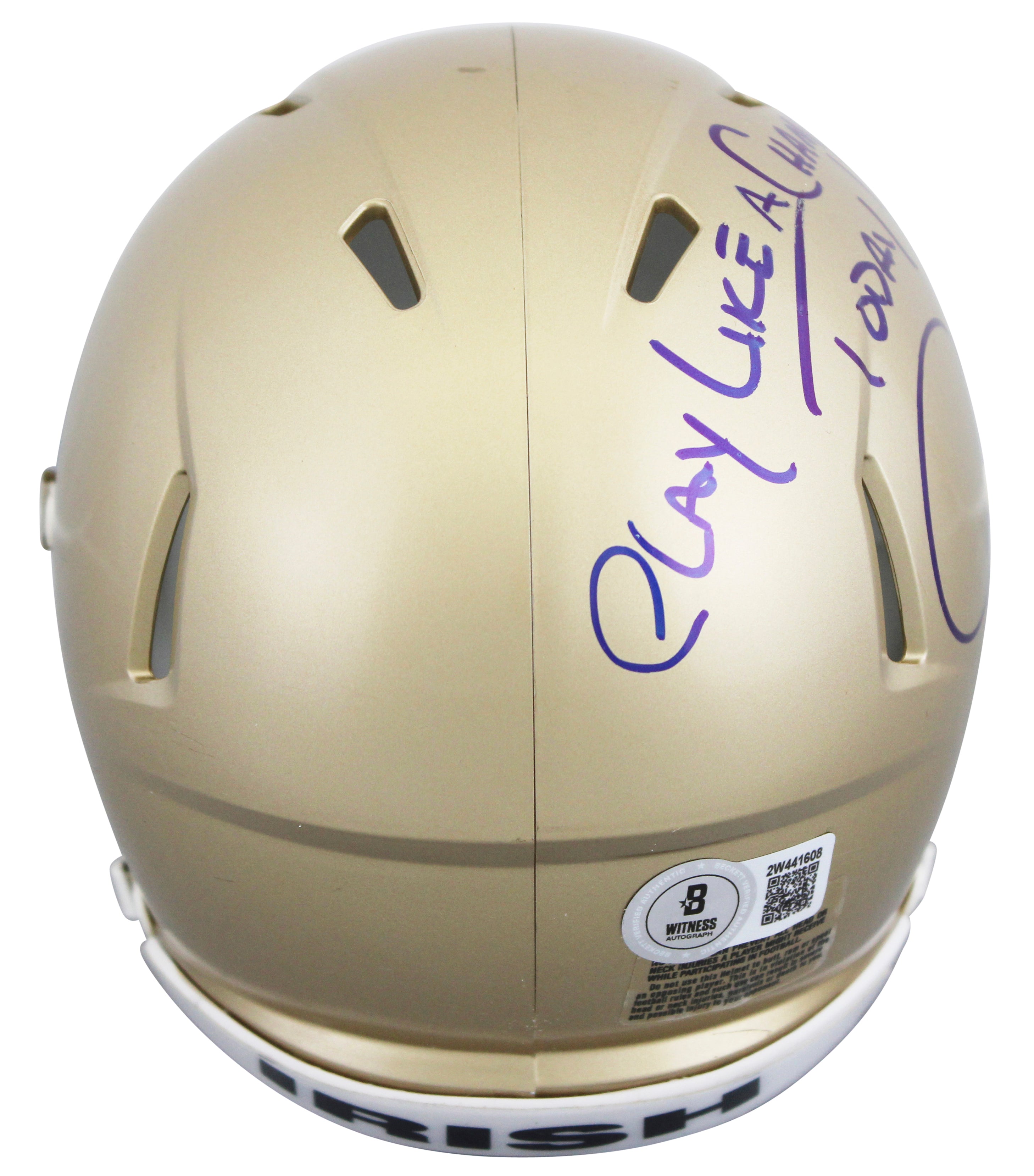 Notre Dame Raghib Ismail "PLAC Today! Rocket" Signed Speed Mini BAS Wit 2W441608