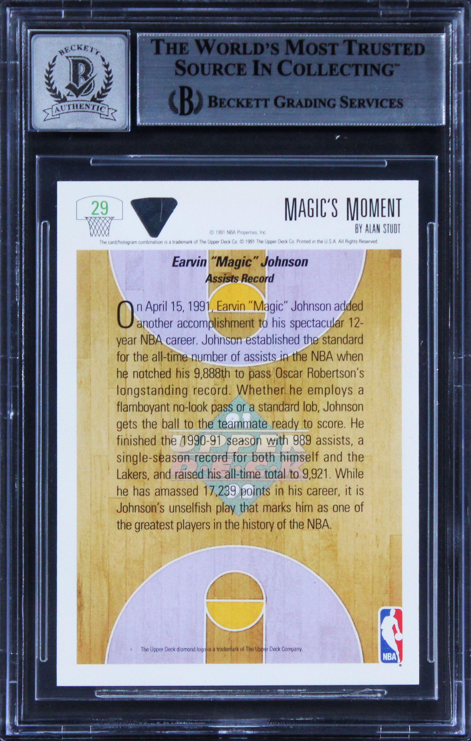 Lakers Magic Johnson Signed 1991 Upper Deck #29 Card Auto 10! BAS Slabbed 2