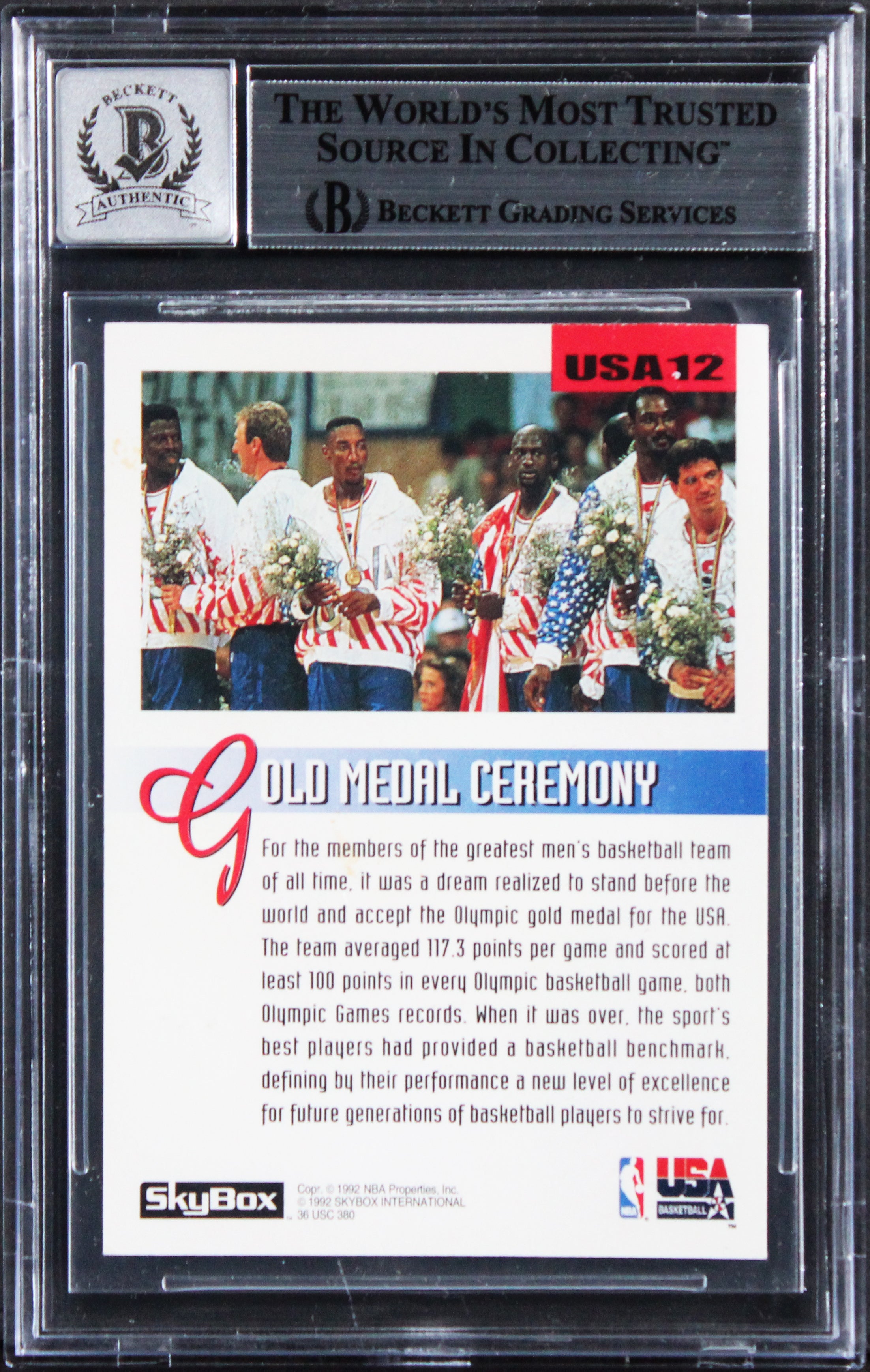 Magic Johnson Signed 1992 Skybox Olympic Team #USA12 Card Auto 10! BAS Slabbed