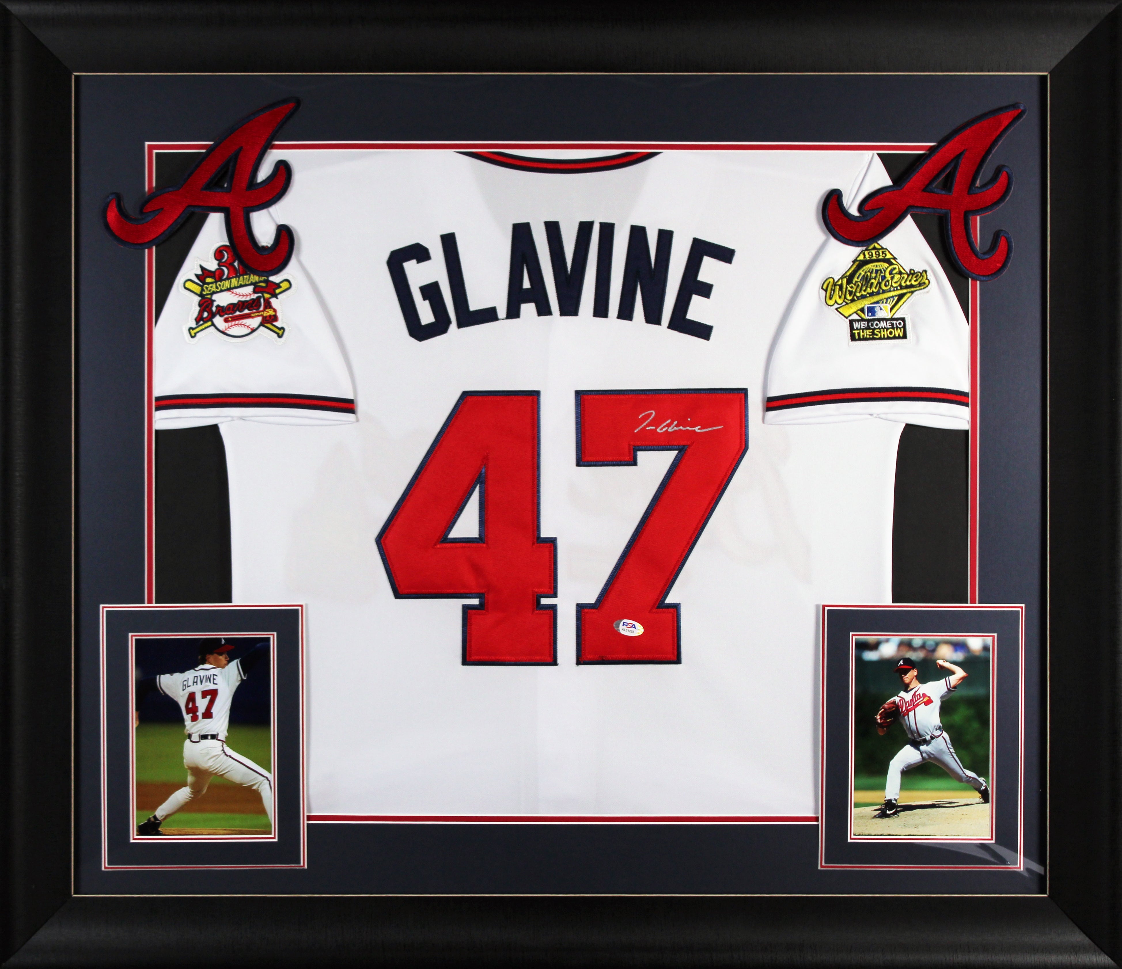 Braves Tom Glavine Authentic Signed White Majestic Framed Jersey PSA #AL51255