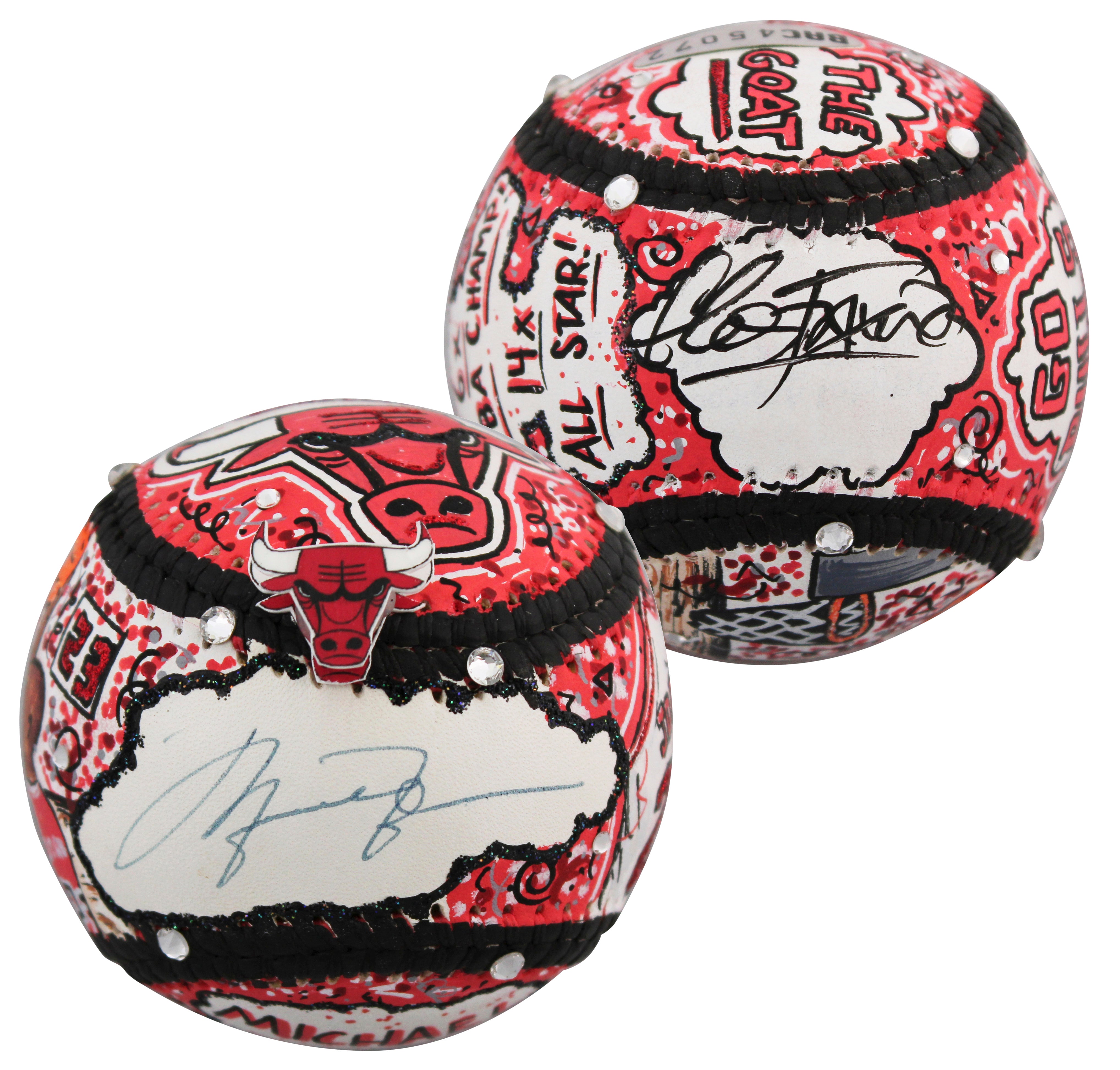 Bulls Michael Jordan Signed Charles Fazzino Artwork Baseball Auto 9 BAS #AE13385