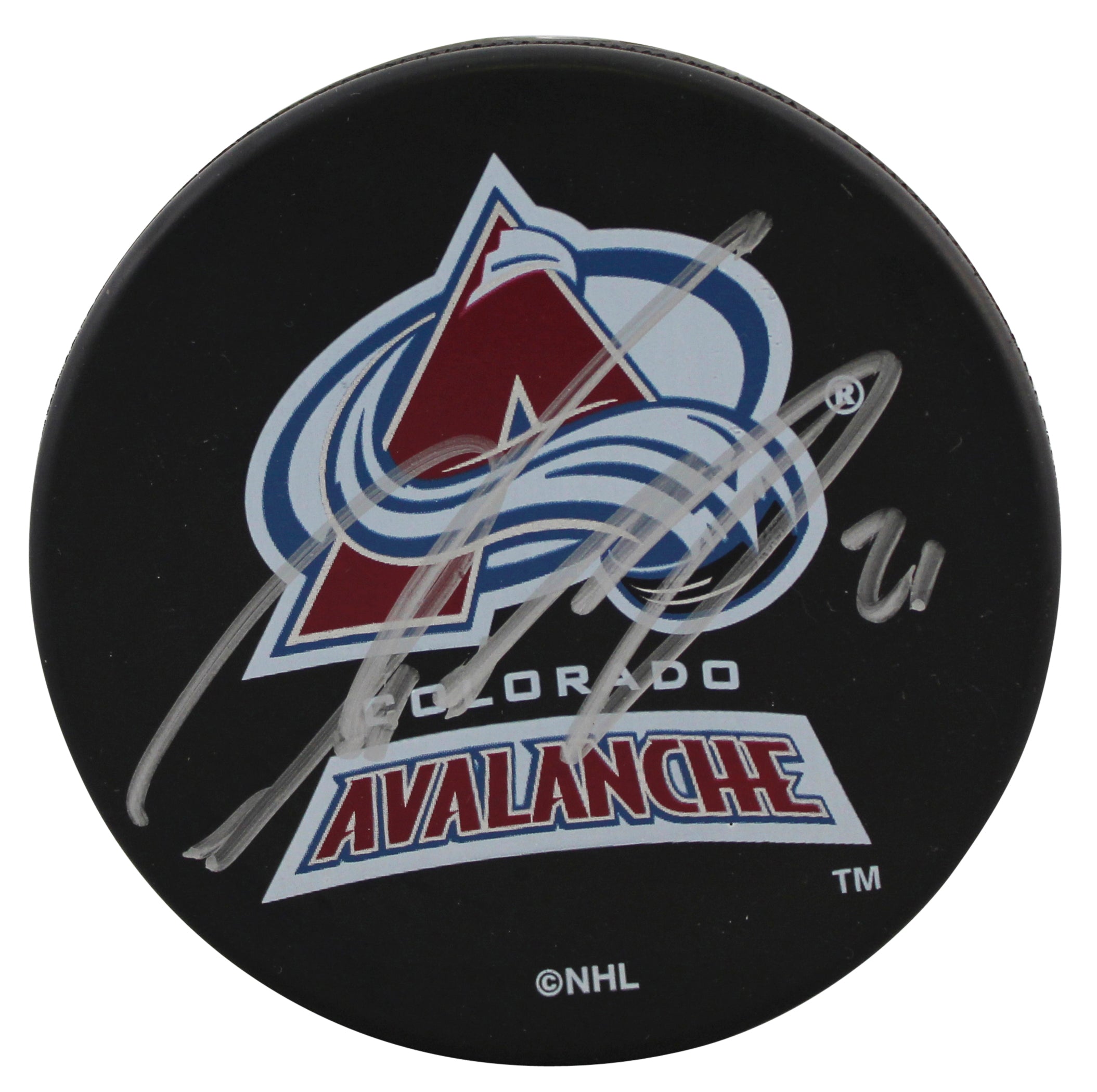 Avalanche Peter Forsberg Authentic Signed Official NHL Hockey Puck BAS #BR84295