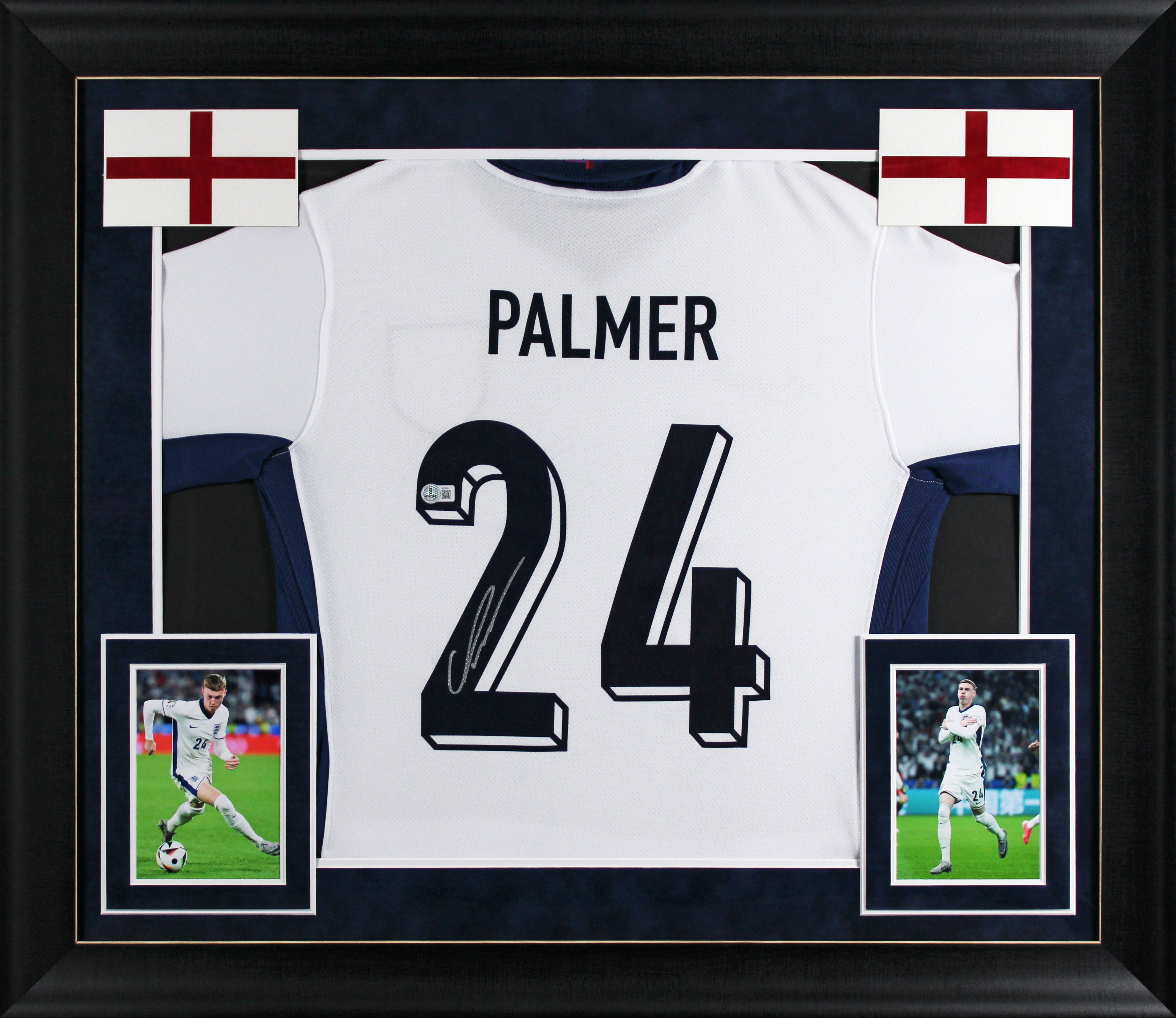 England Cole Palmer Authentic Signed White Nike Framed Jersey Autographed BAS