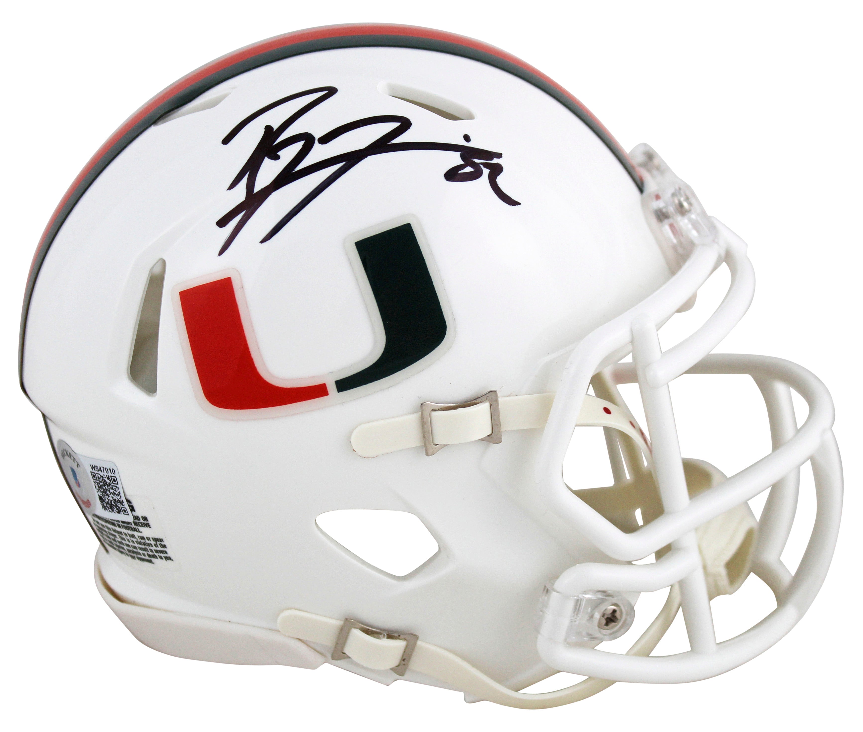 Miami Ray Lewis Authentic Signed White Speed Mini Helmet W/ Case BAS Witnessed