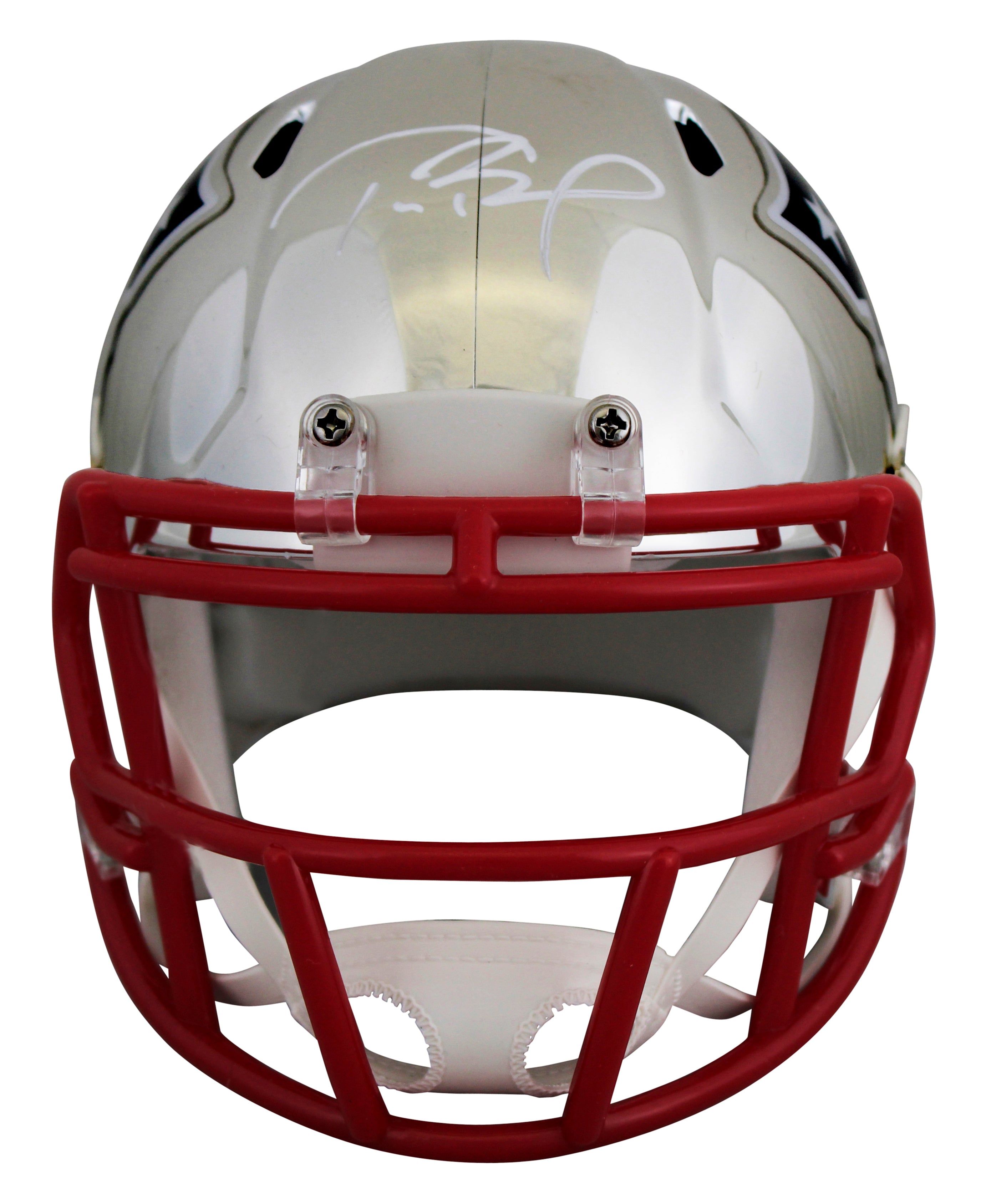 Patriots Tom Brady Signed Alternate Chrome Speed Mini Helmet Tri Star #7801207