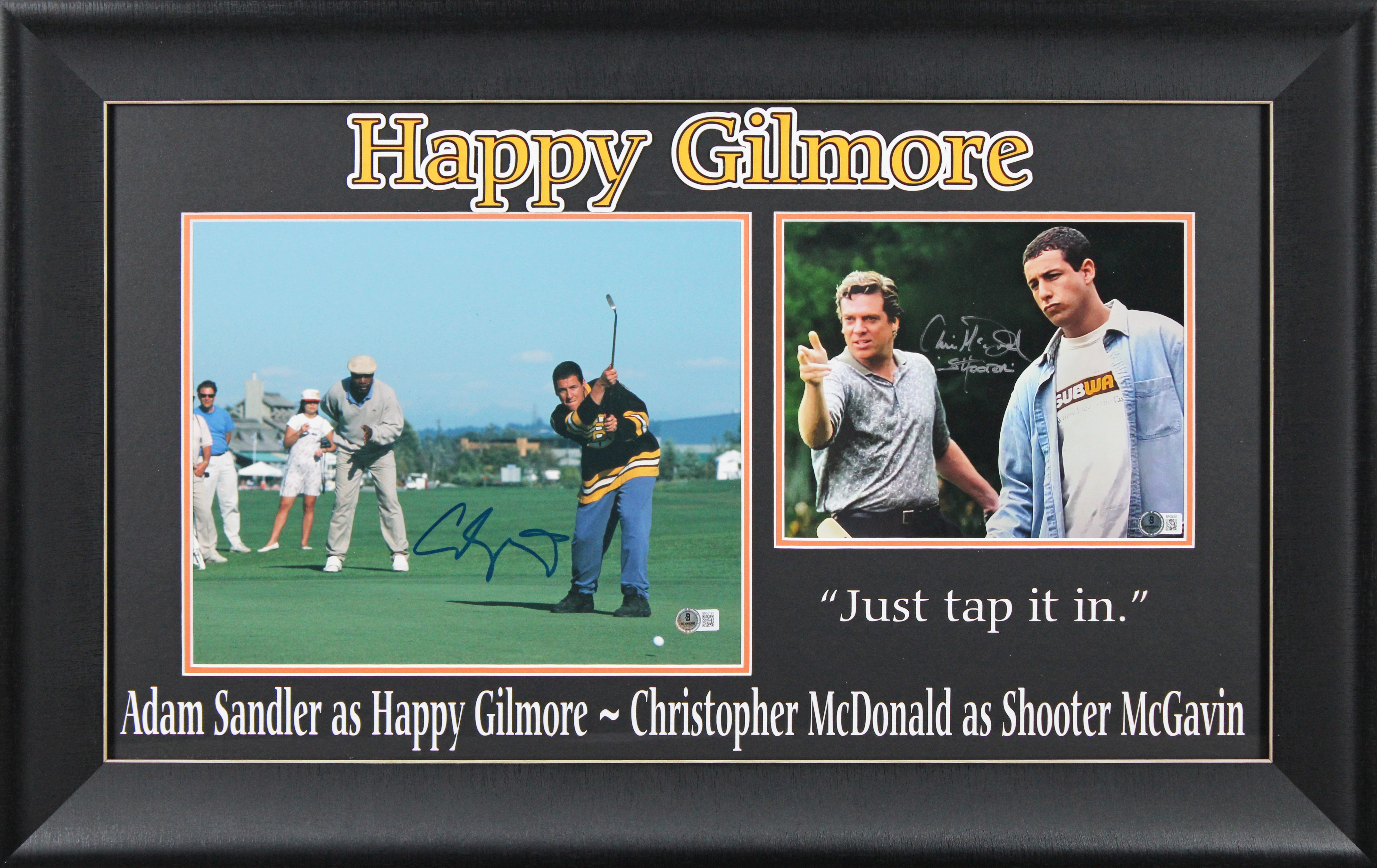 Adam Sandler & Christopher McDonald Happy Gilmore Signed Framed Display BAS