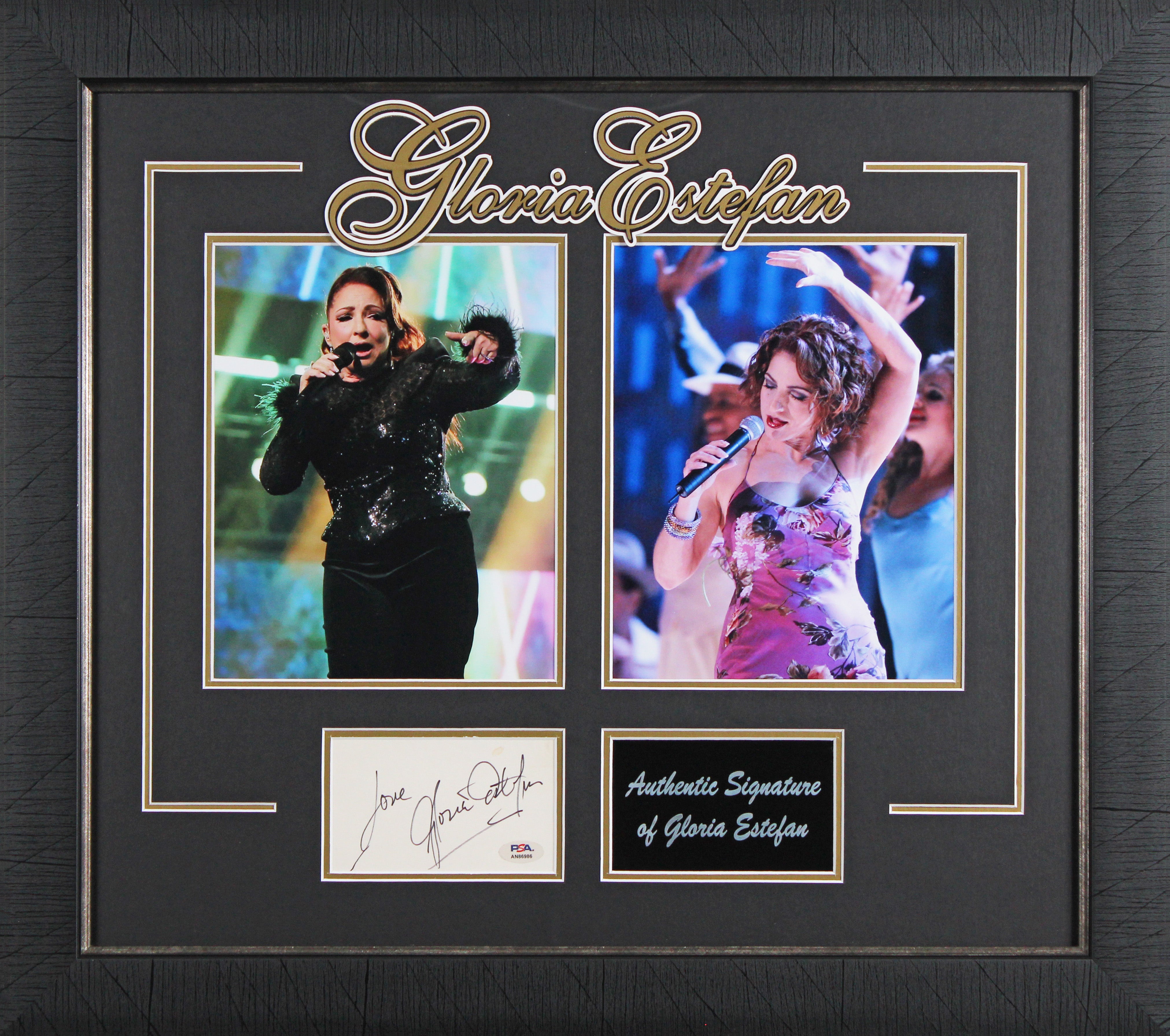 Gloria Estefan Miami Sound Machine Signed 3x5 Index Card Framed Display PSA/DNA