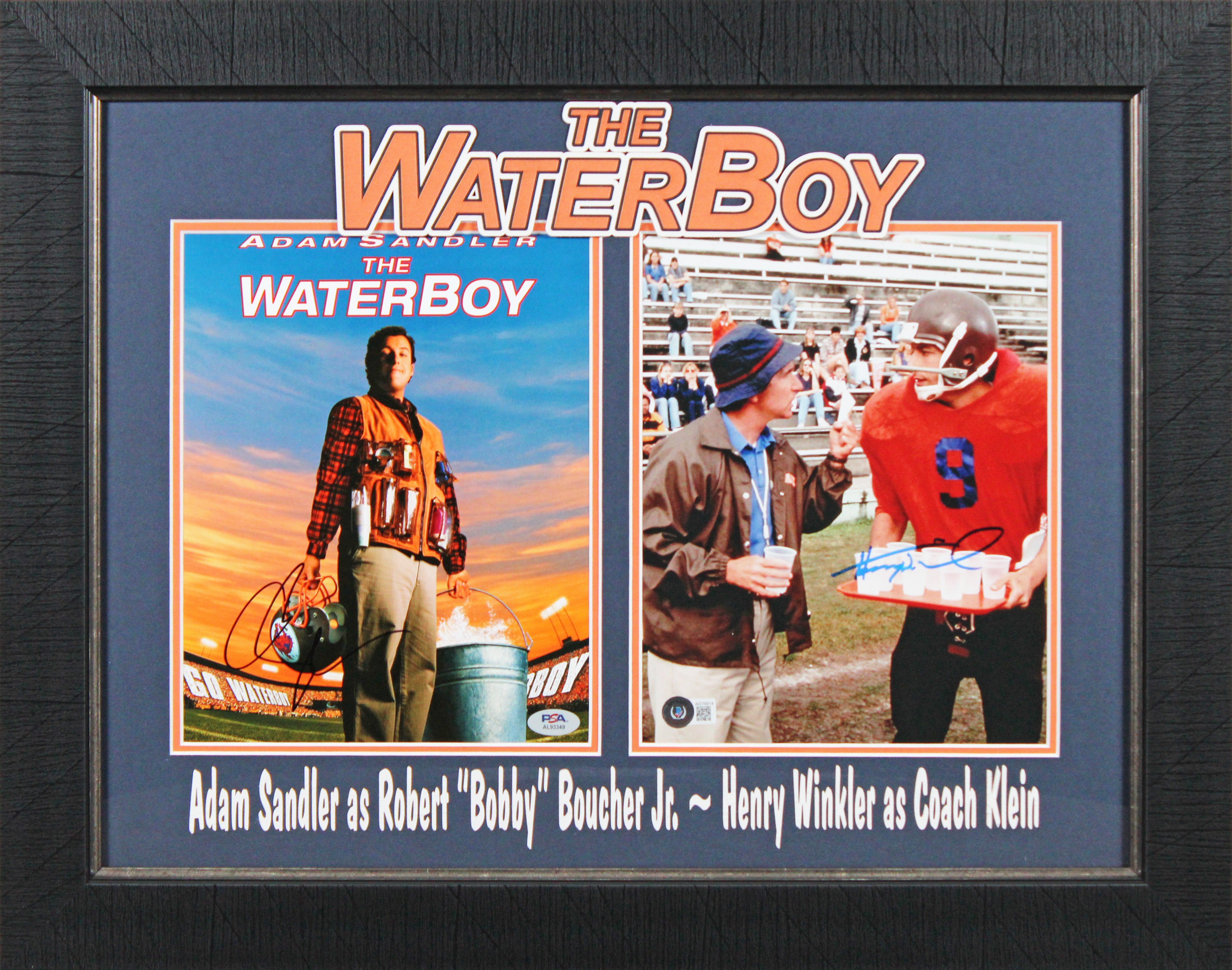 Adam Sandler & Henry Winkler The Waterboy Authentic Signed Framed Display BAS 1