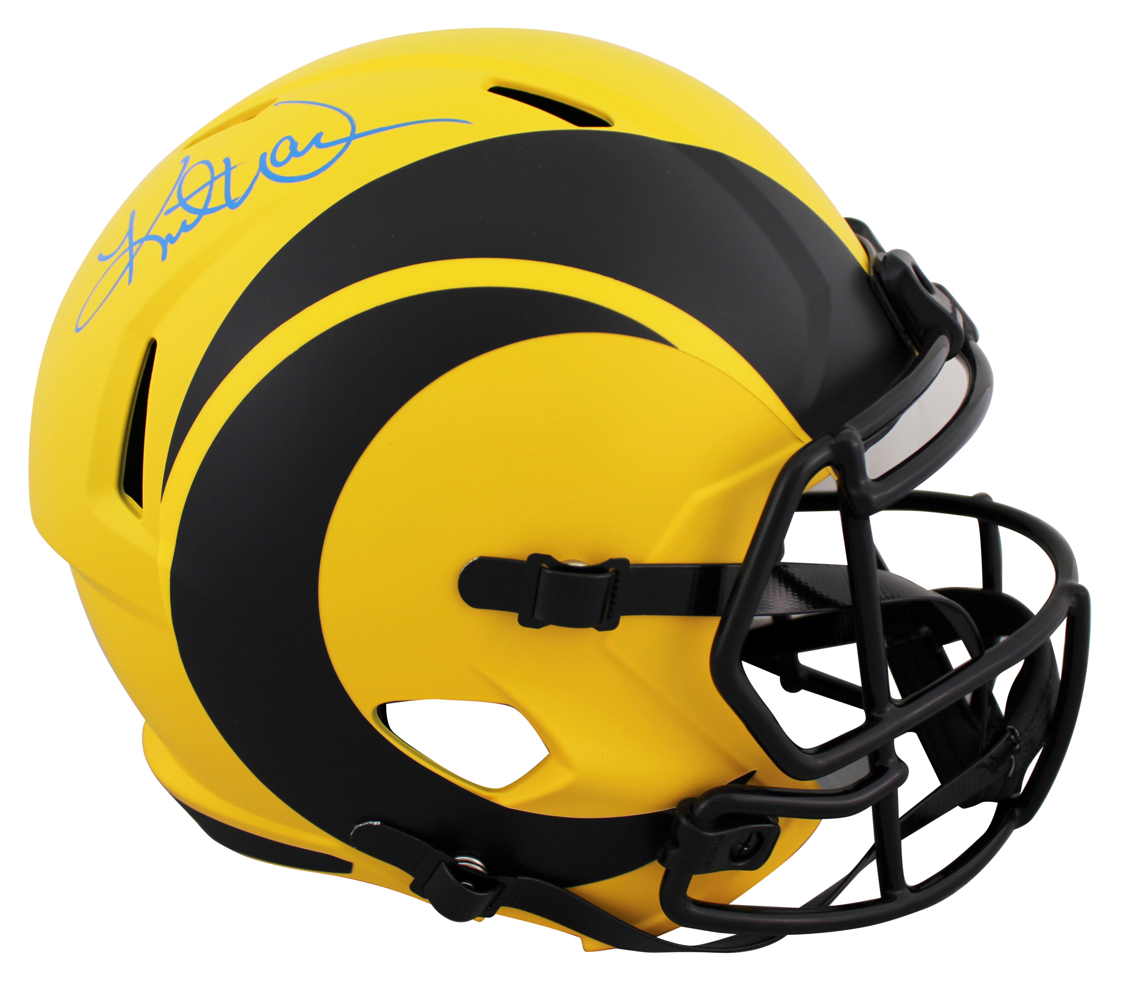 Rams Kurt Warner Signed Rave Full Size Speed Rep Helmet W/ Case BAS Witnessed