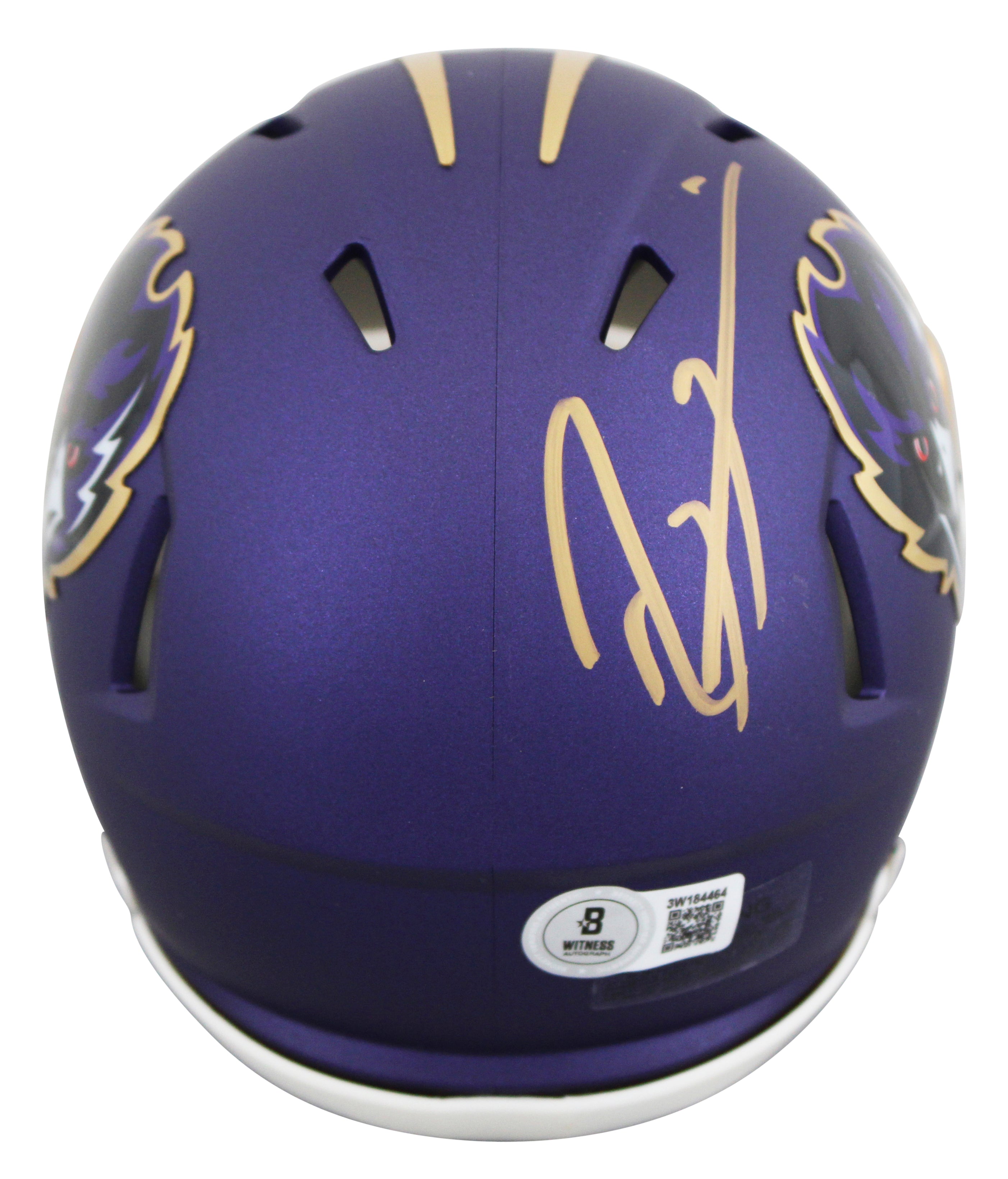 Ravens Ray Lewis Signed 2024 Alt Speed Mini Helmet W/ Case w/ Gold Sig BAS Wit