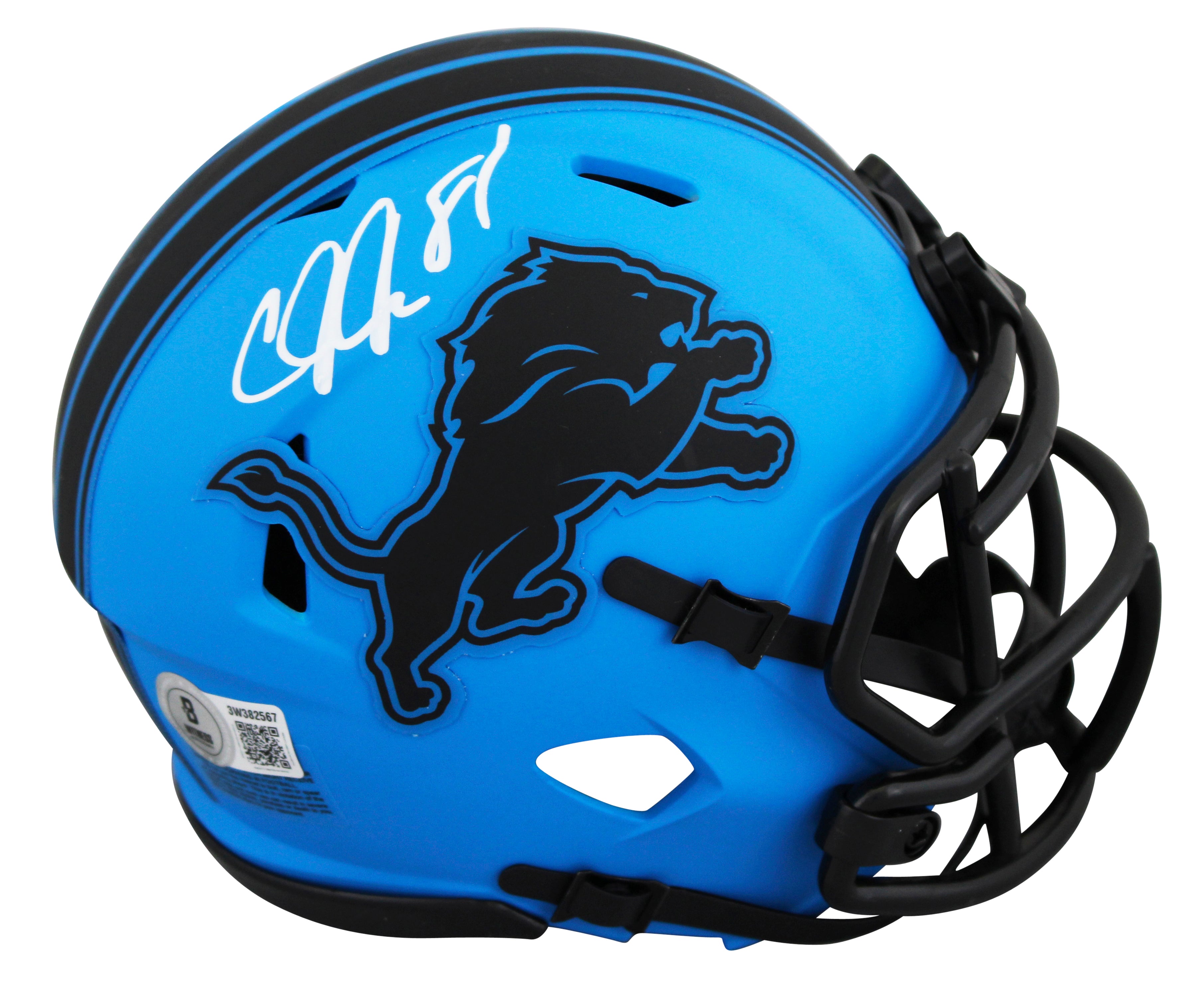 Lions Calvin Johnson Signed Rave Speed Mini Helmet W/ Case BAS Witnessed