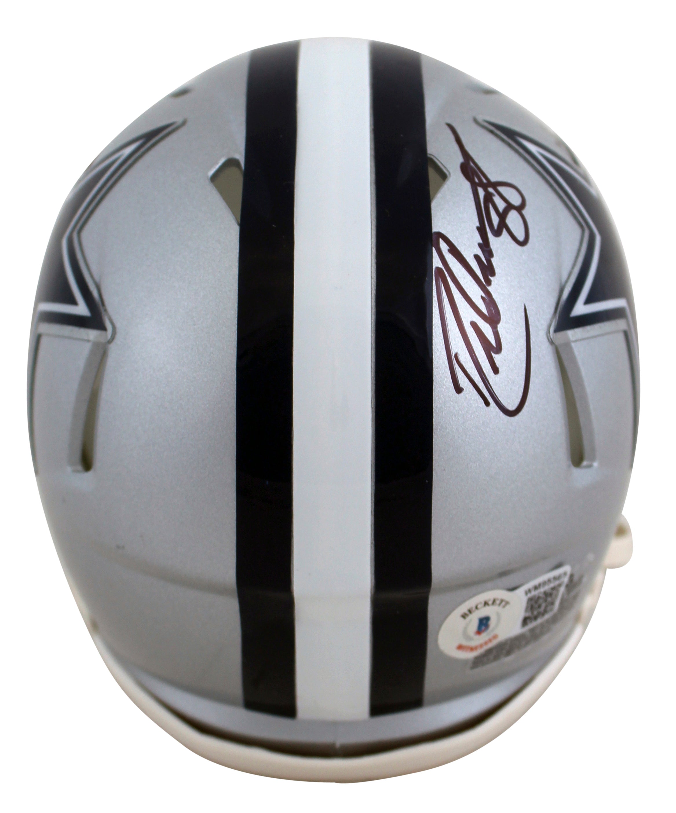 Cowboys Drew Pearson "HOF 21" Signed Silver Speed Mini Helmet W/ Case BAS Wit