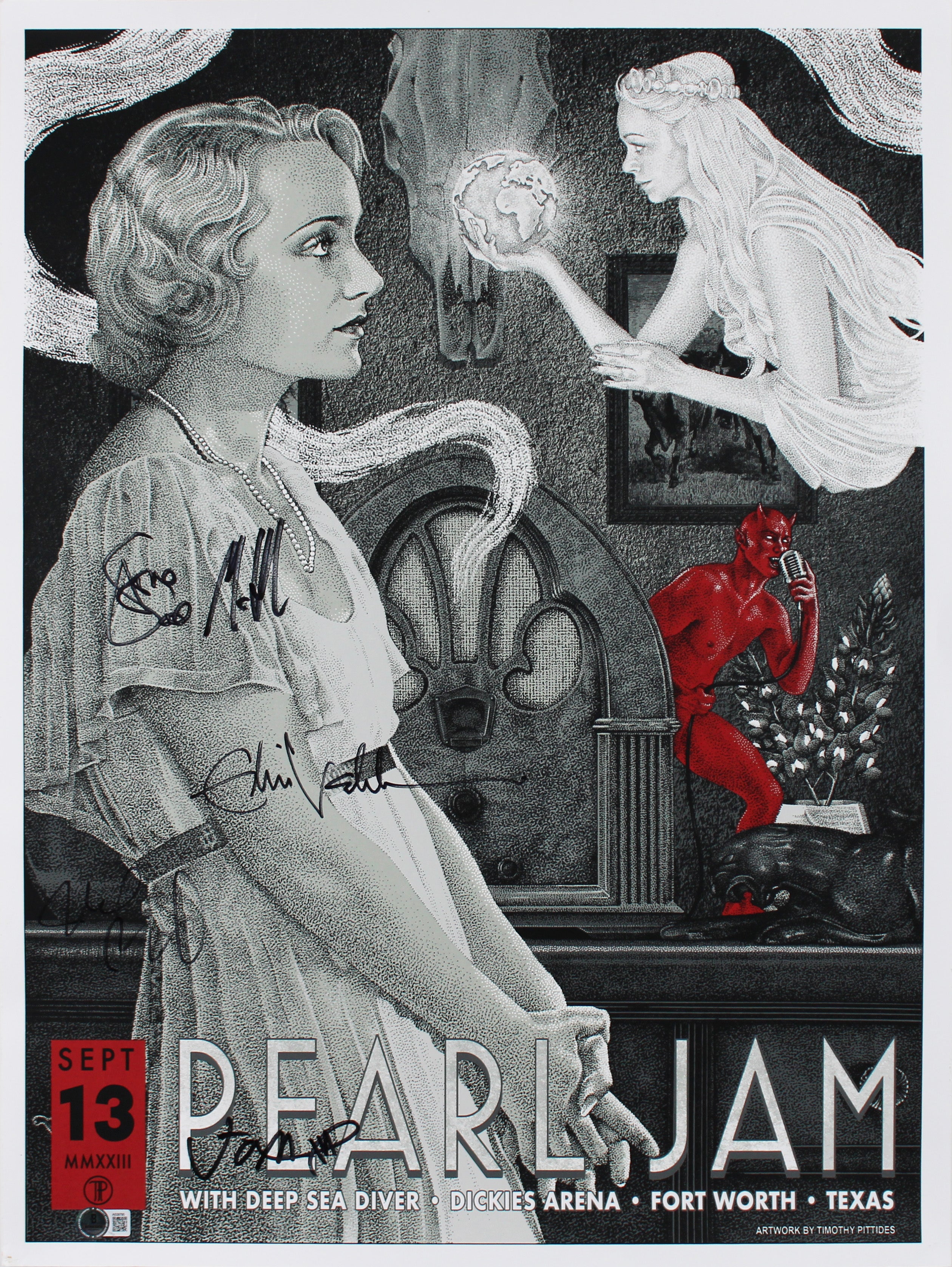 Pearl Jam (5) Vedder, McCready, Gossard +2 Signed 2023 18x24 Poster BAS #AE09795