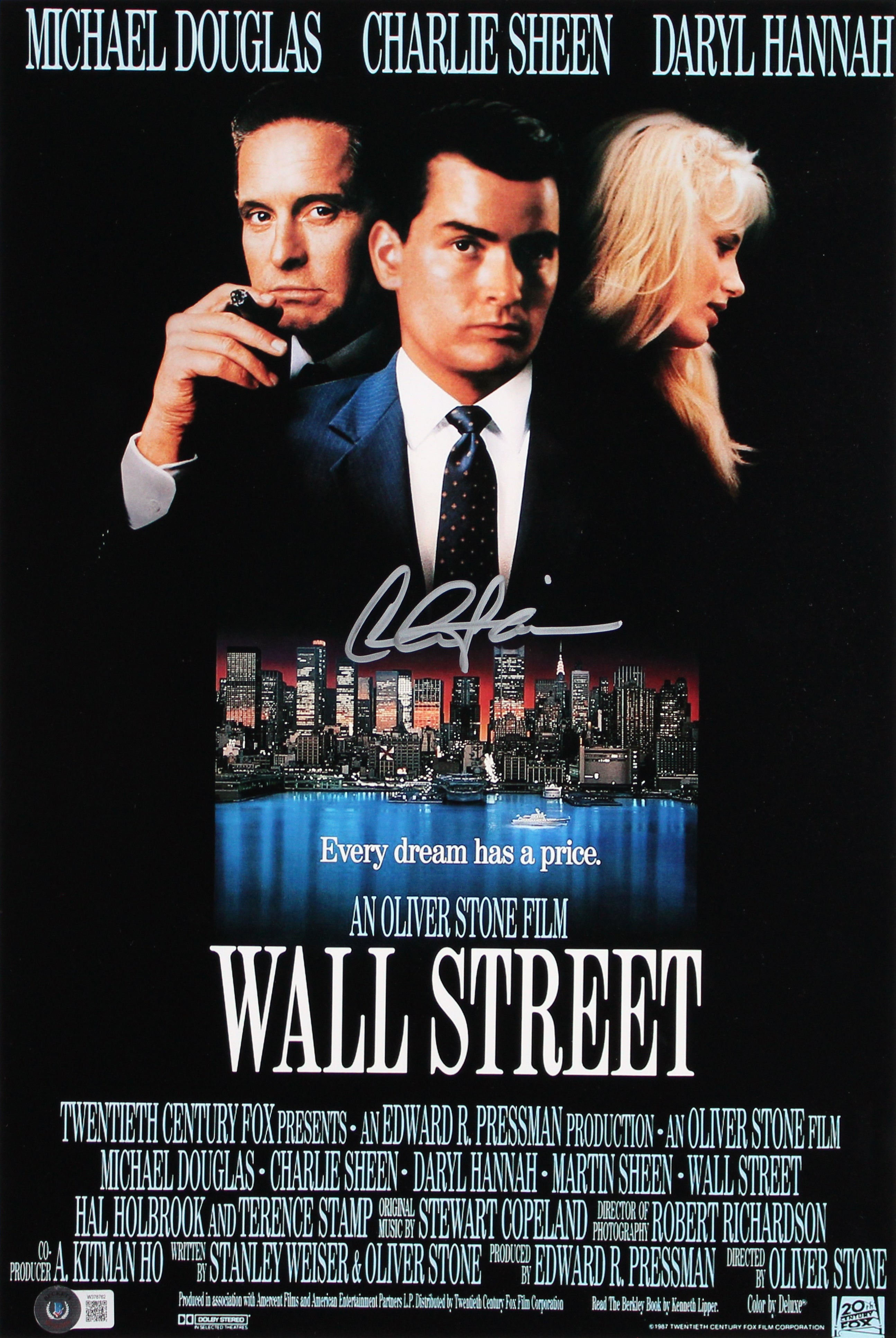 Wall Street (3) Sheen, Douglas & Hannah Authentic Signed Framed Display BAS LOA