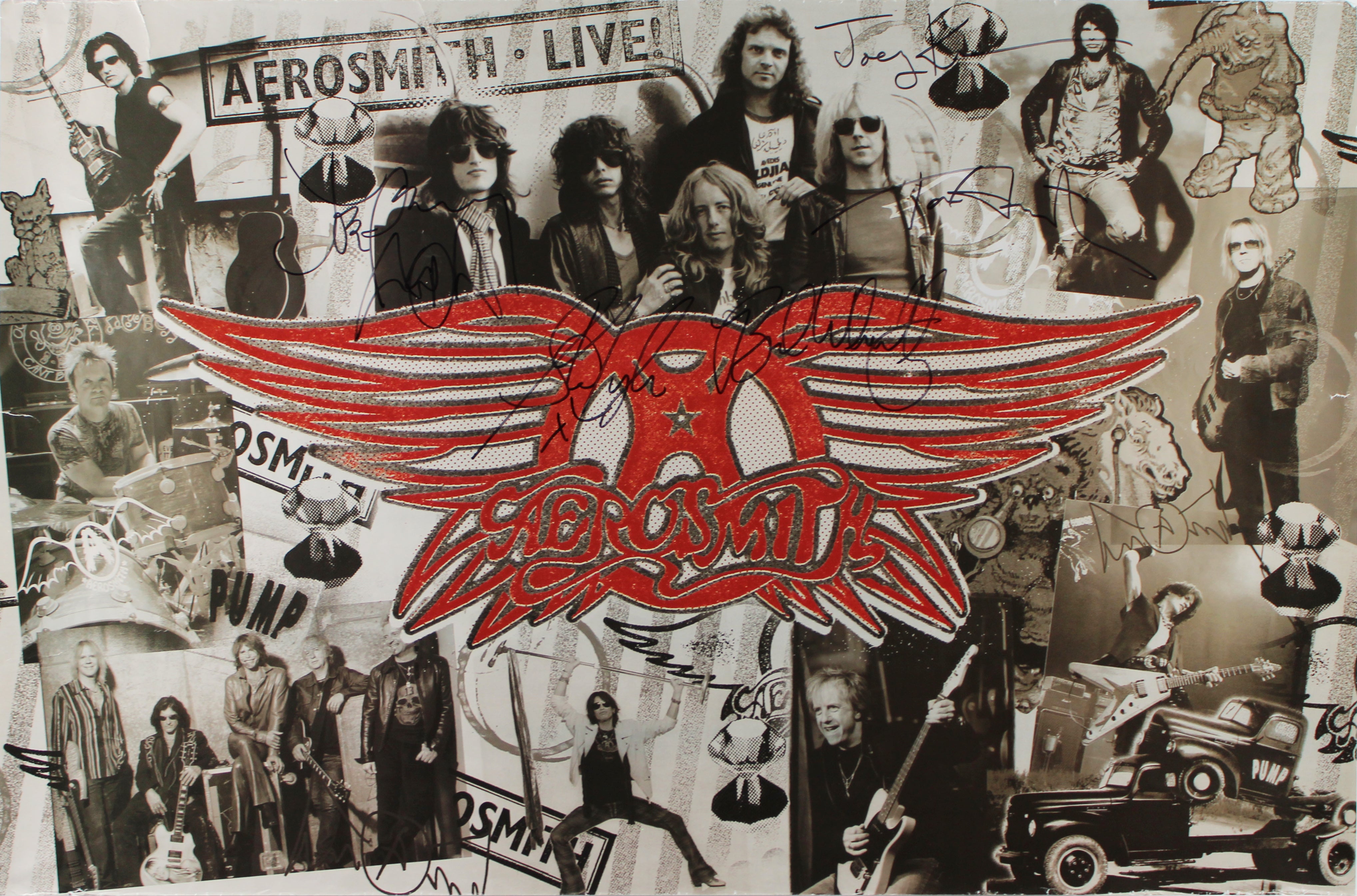 Aerosmith (5) Tyler, Whitford, Kramer, Hamilton & Perry Signed 24x36 Poster BAS