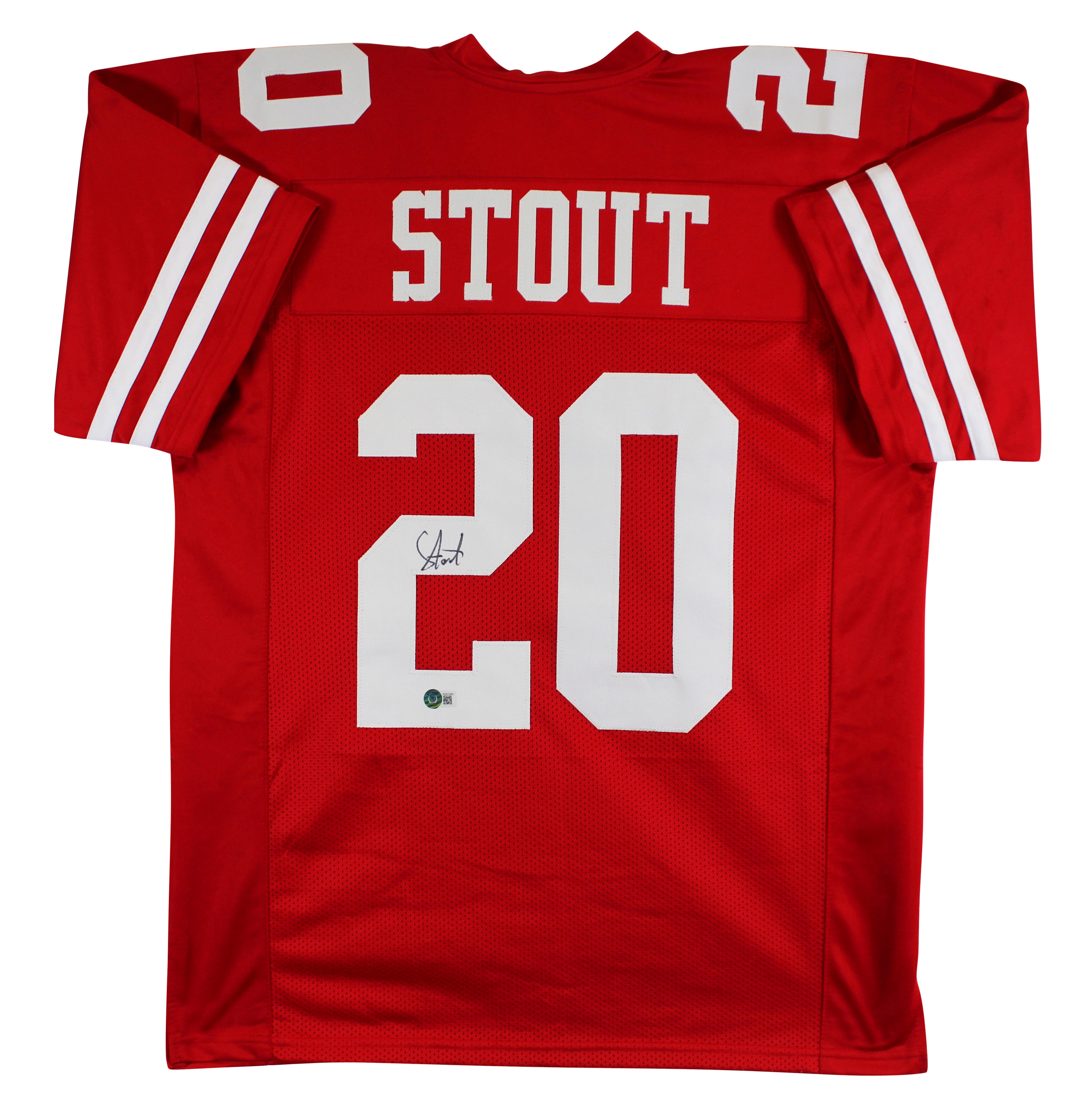 Upton Stout Authentic Signed Red Pro Style Jersey Autographed BAS