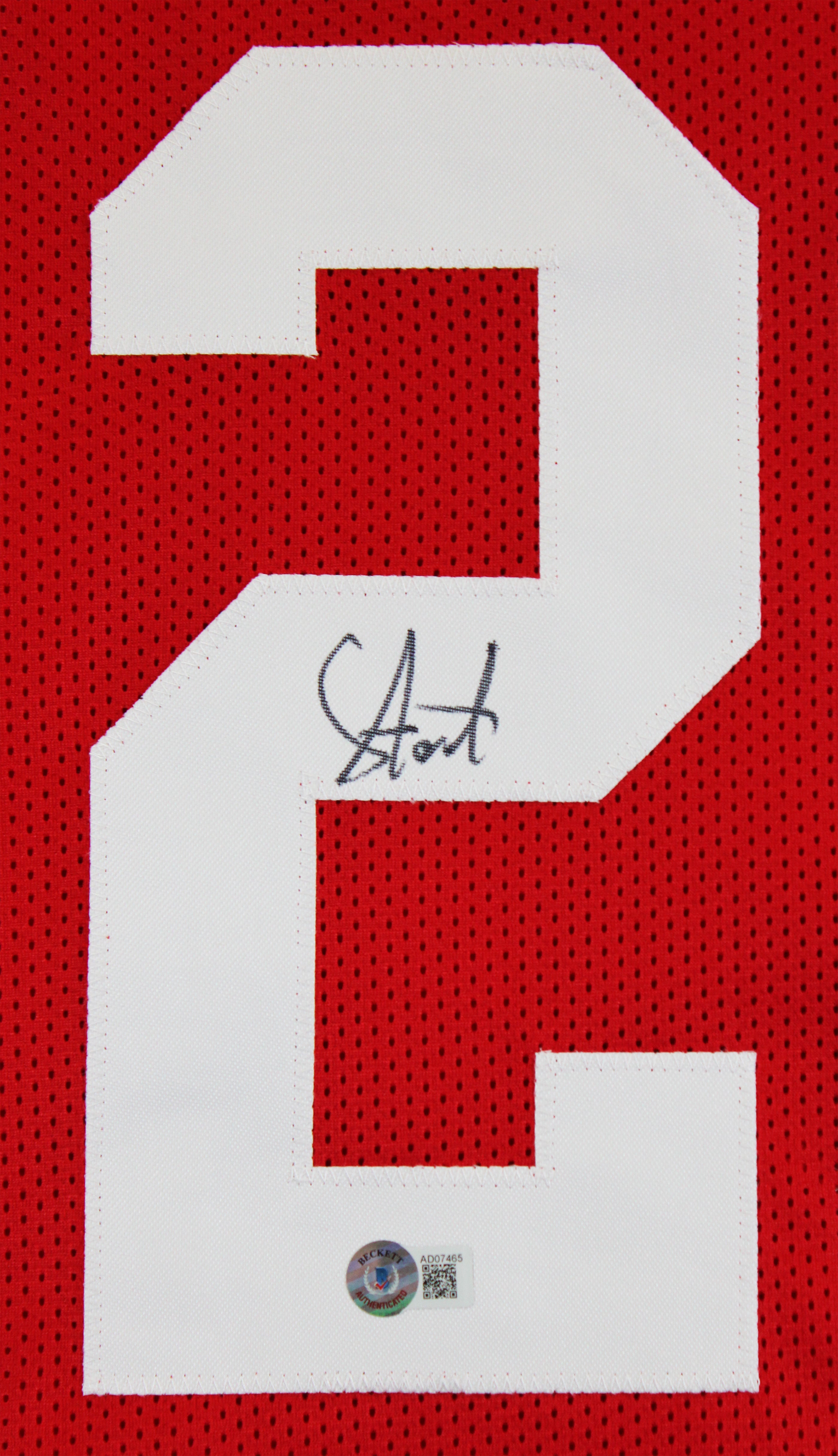 Upton Stout Authentic Signed Red Pro Style Jersey Autographed BAS