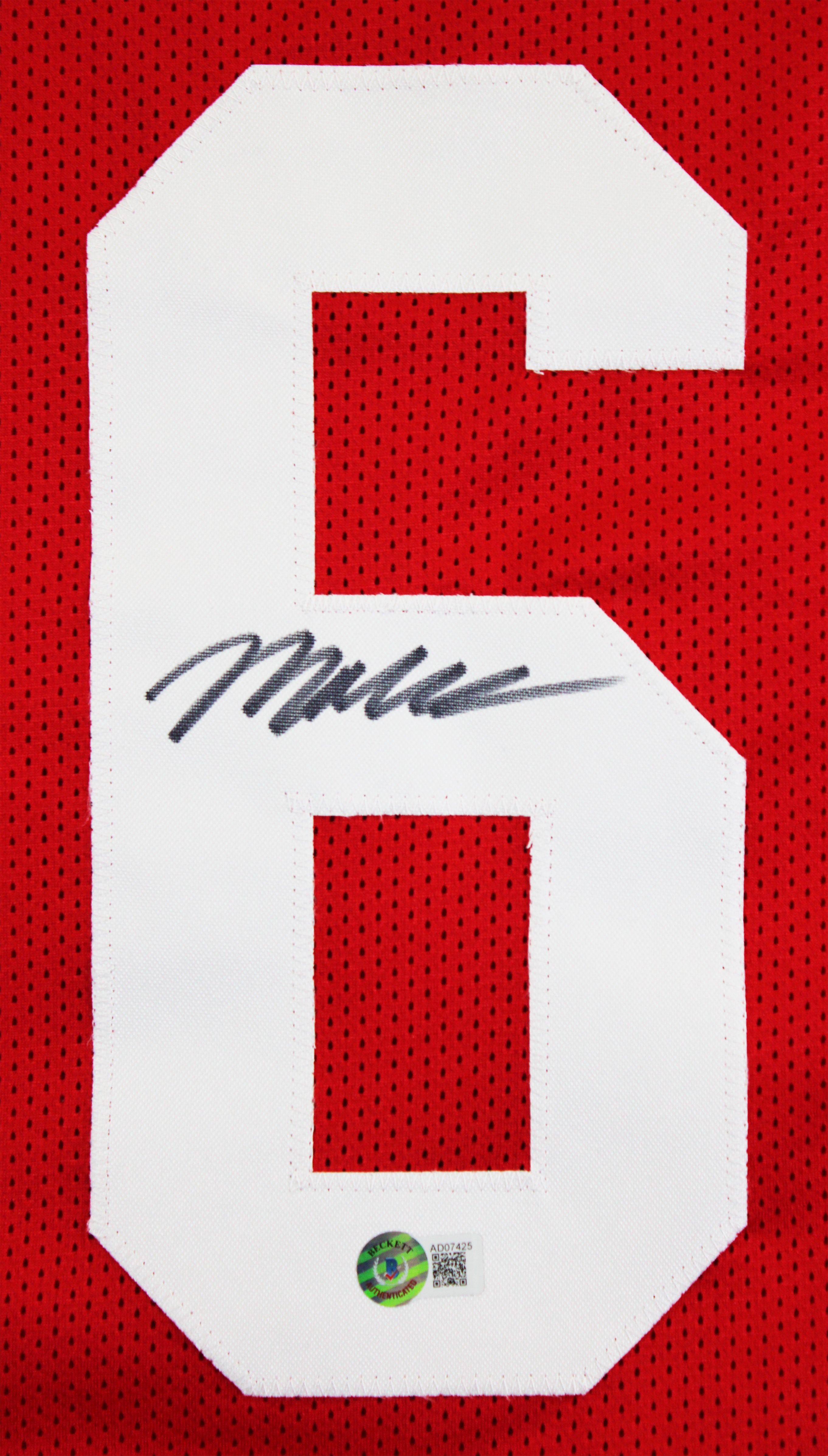 Malik Mustapha Authentic Signed Red Pro Style Jersey Autographed BAS