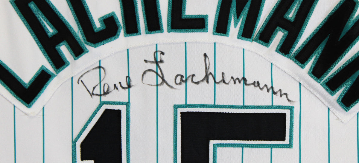 Marlins Rene Lachemann Signed White Pinstripe Russell Athletic Jersey BAS