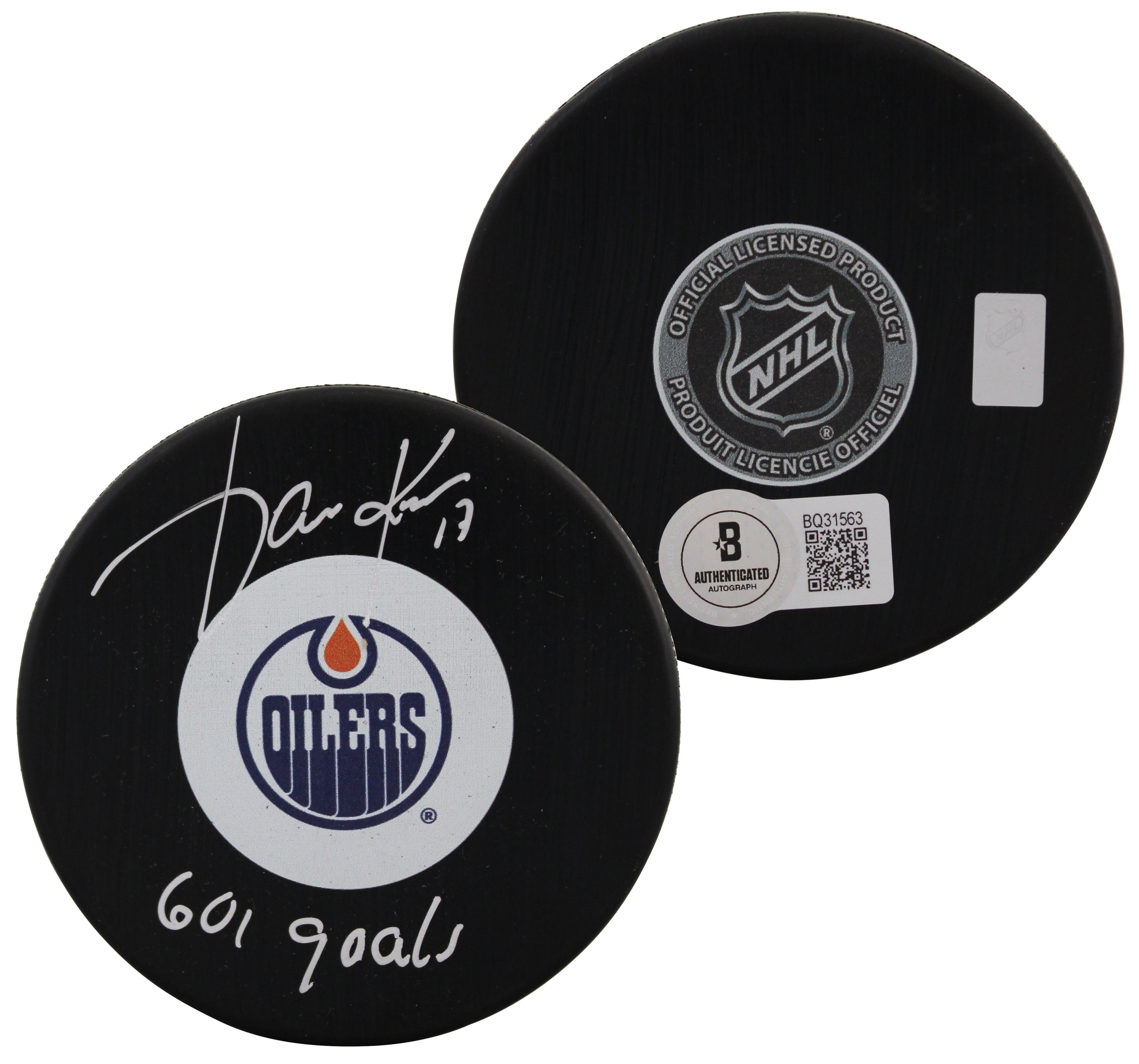 Oilers Jari Kurri "601 Goals" Signed Official NHL Hockey Puck BAS #BQ31563