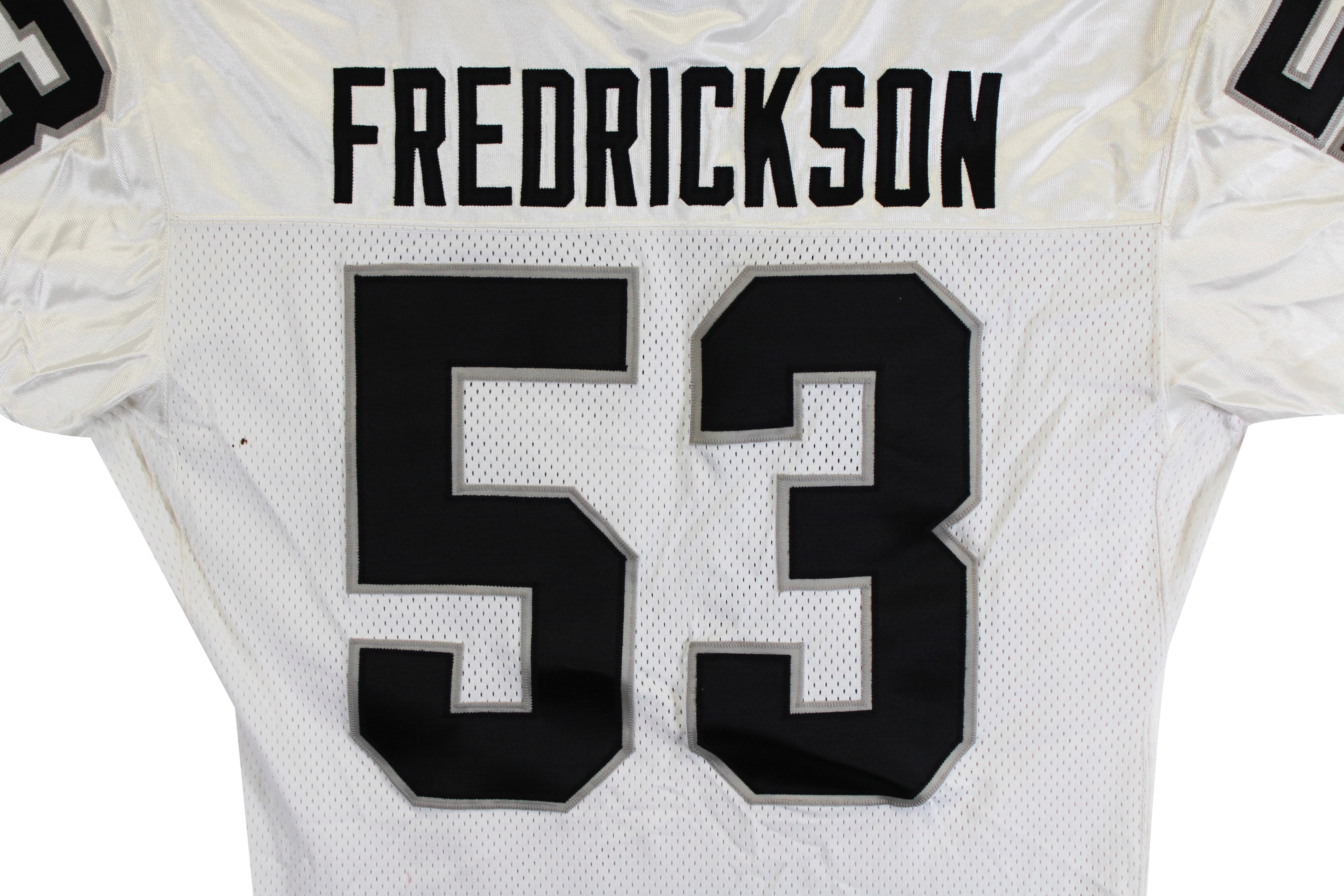 Raiders Rob Fredrickson Authentic White Starter Size 44 Jersey