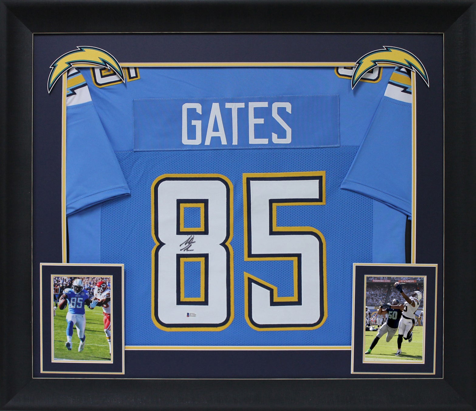 Antonio Gates Authentic Signed Powder Blue Pro Style Framed Jersey BAS Witnessed