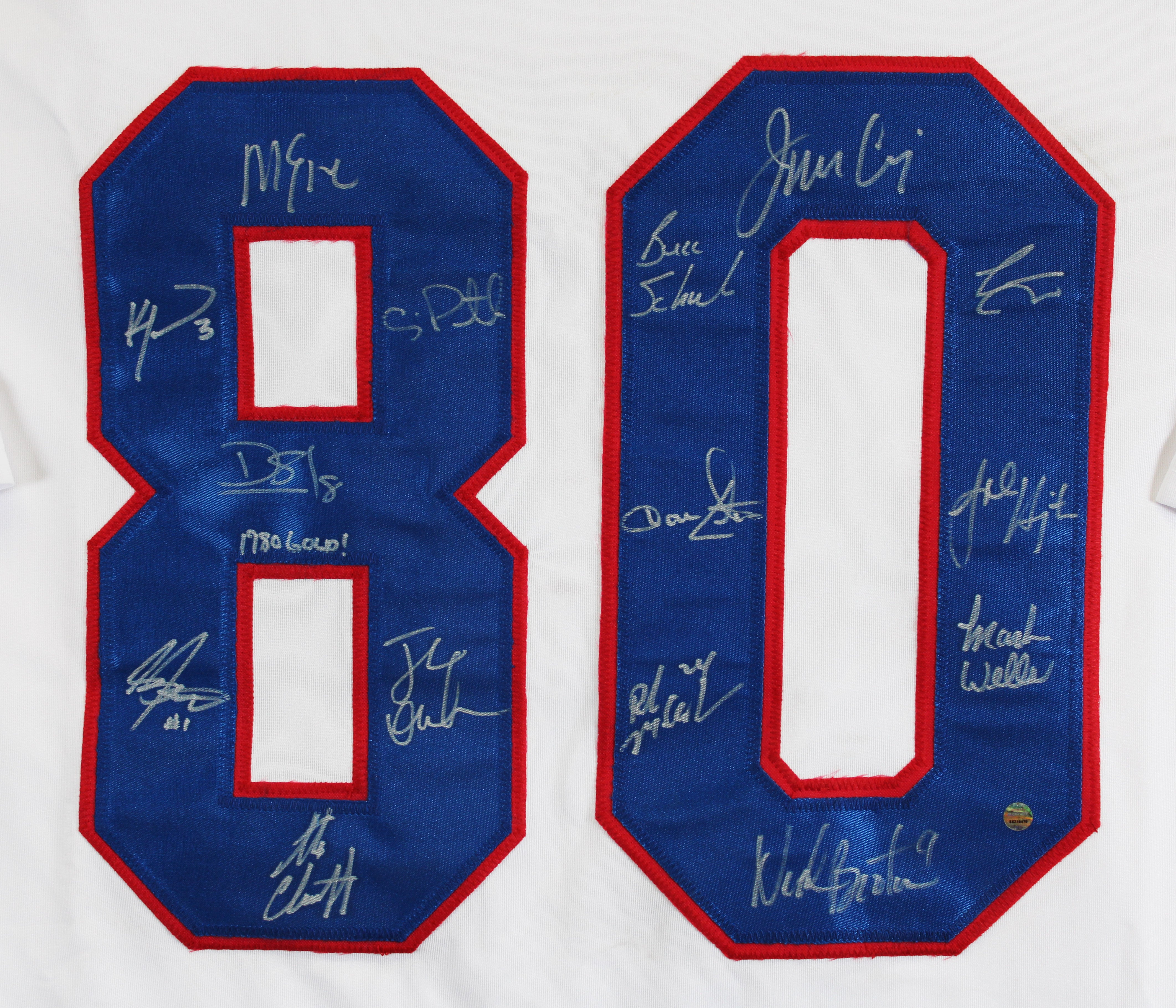 1980 USA Hockey 15 Autos Craig, Eruzione, Broten Signed White Jersey Steiner