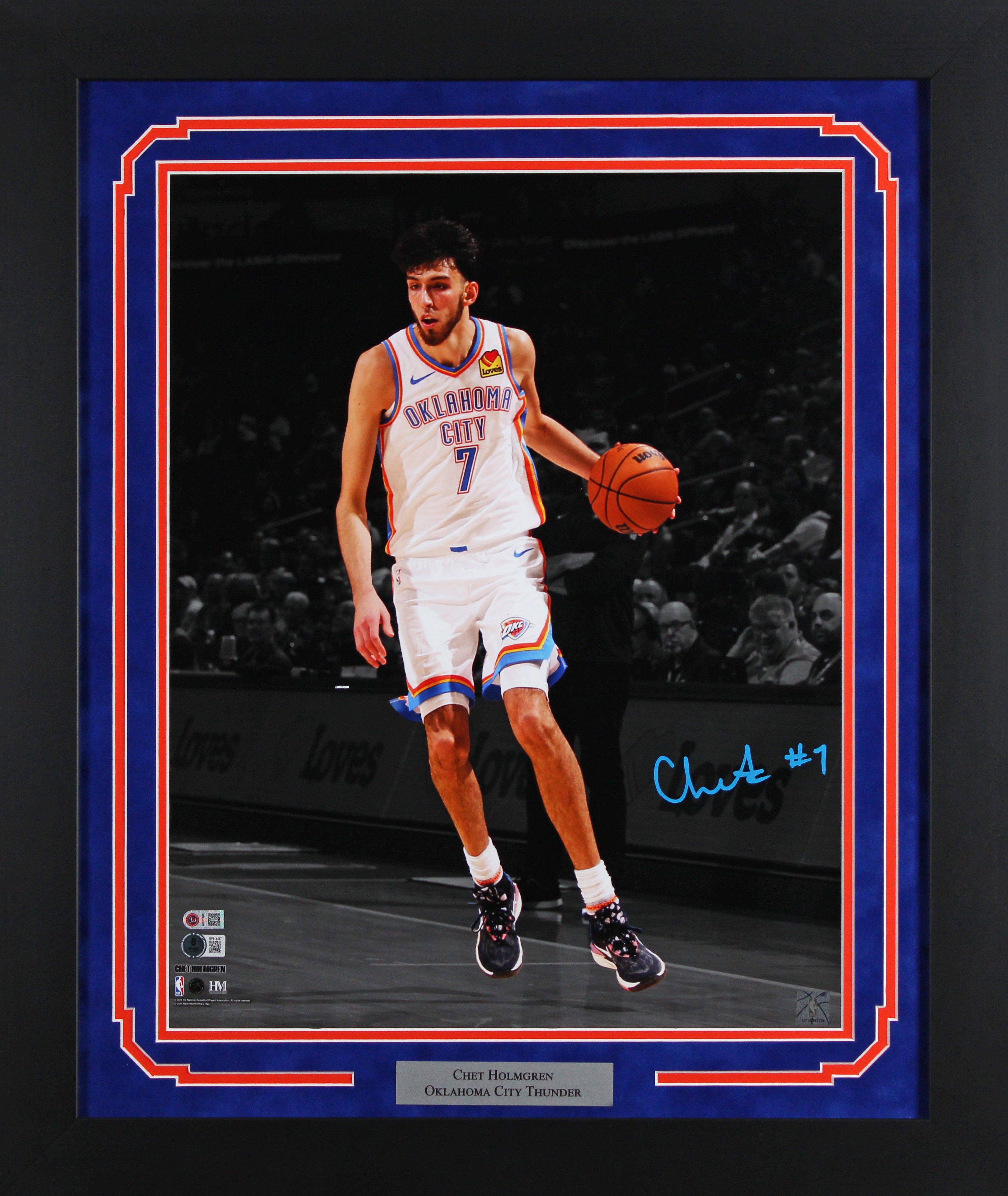 Thunder Chet Holmgren Authentic Signed 16x20 Framed Photo BAS Witness #1W314497