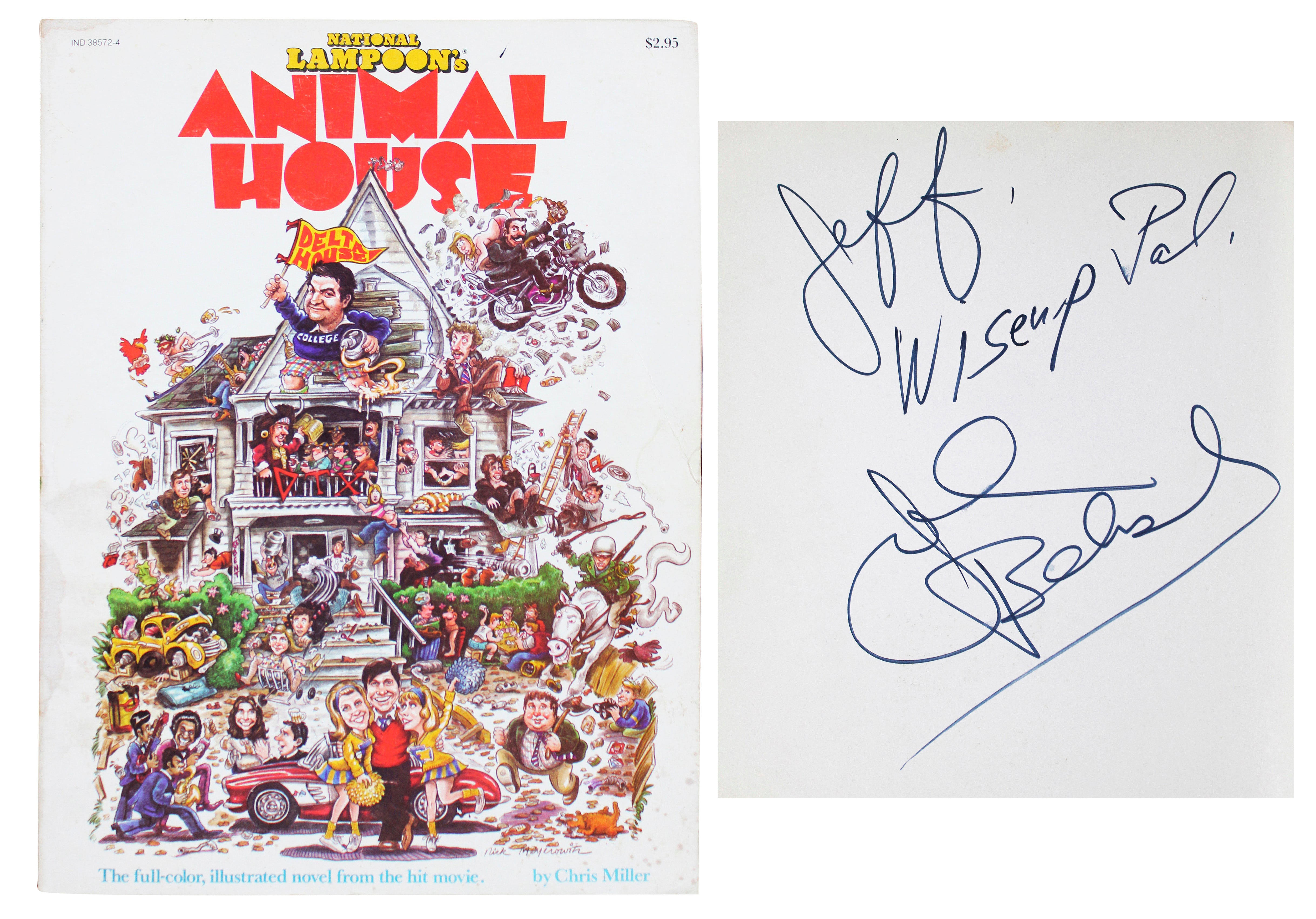 John Belushi "Jeff Wise Up Pal" Signed Animal House Soft Cover Book BAS #AE13885