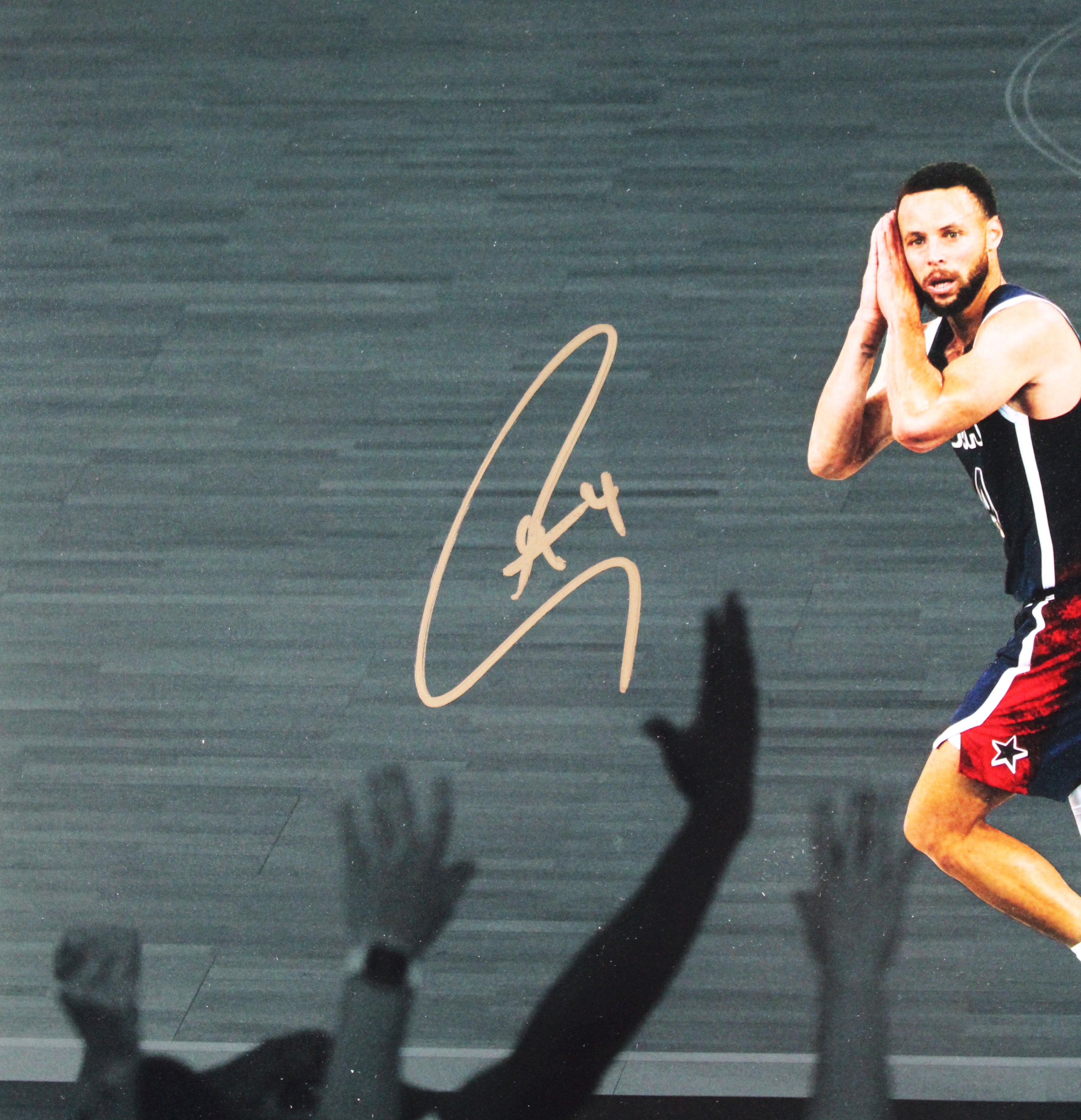 USA Stephen Curry Signed 16x20 Night Night Horizontal Spotlight Photo Framed BAS