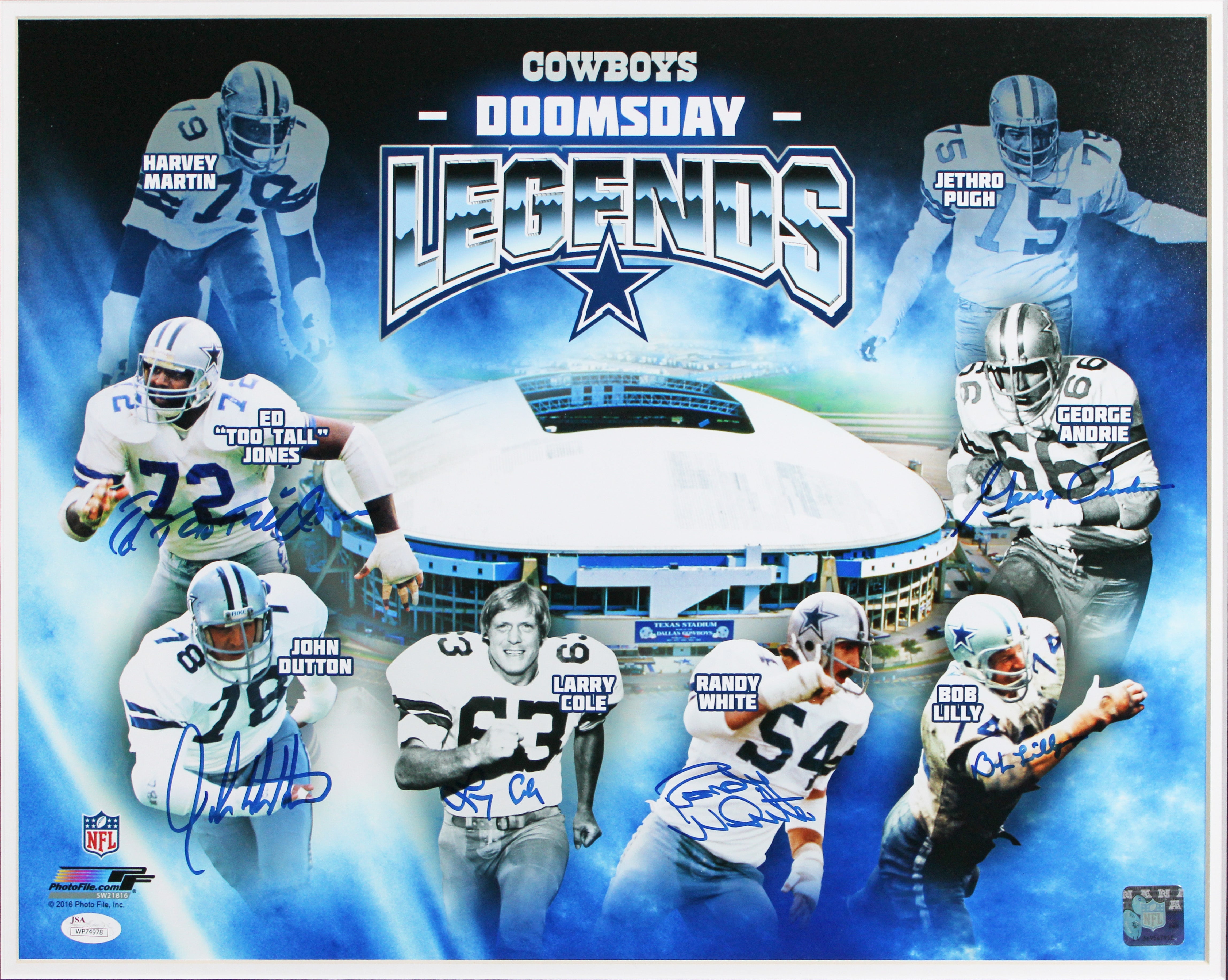 Cowboys (6) Lilly, Jones, White +3 Signed 16x20 Framed Photo JSA #WP74978