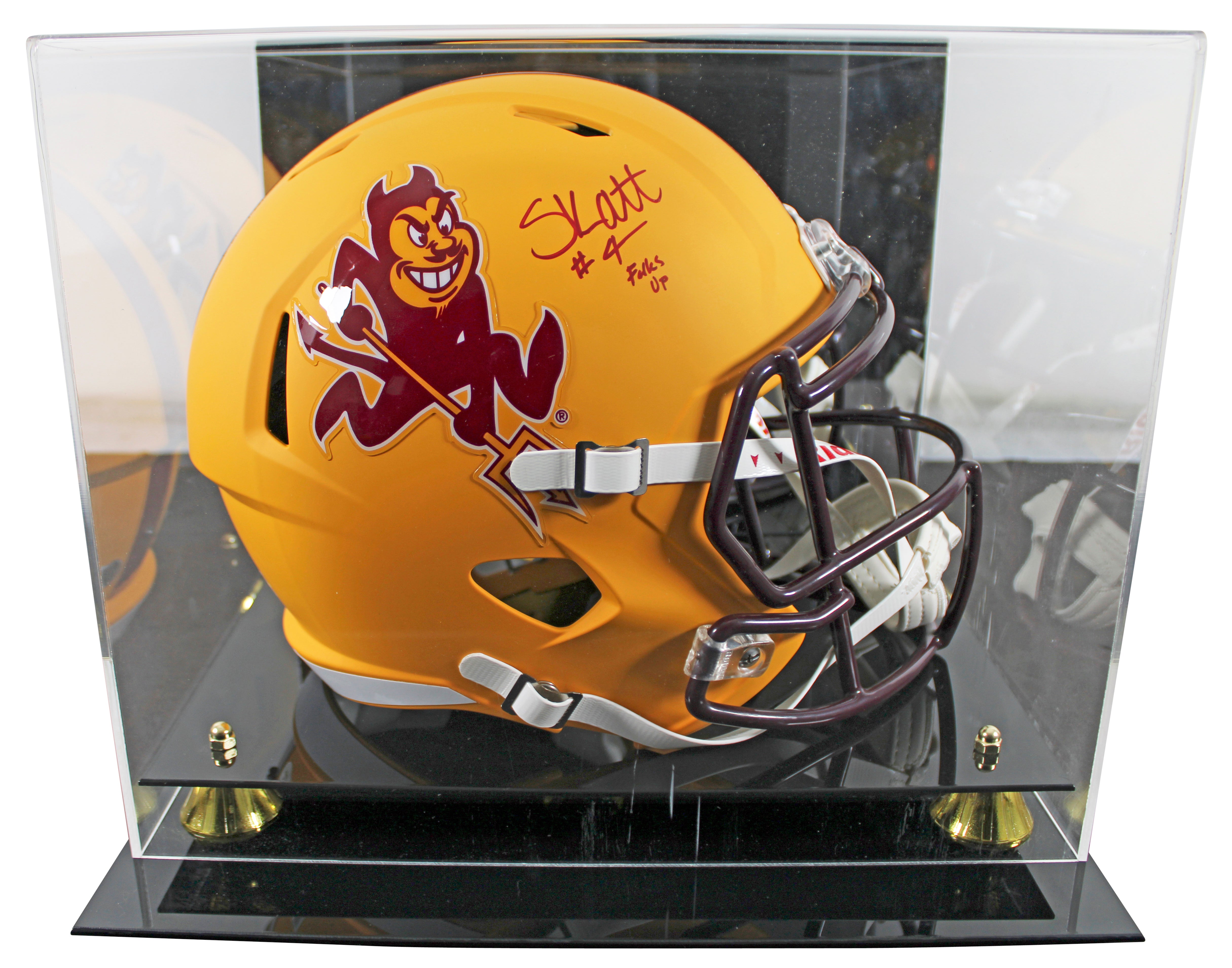 ASU Cameron Skattebo Signed Sparky Full Size Speed Rep Helmet W/ Case BAS Wit