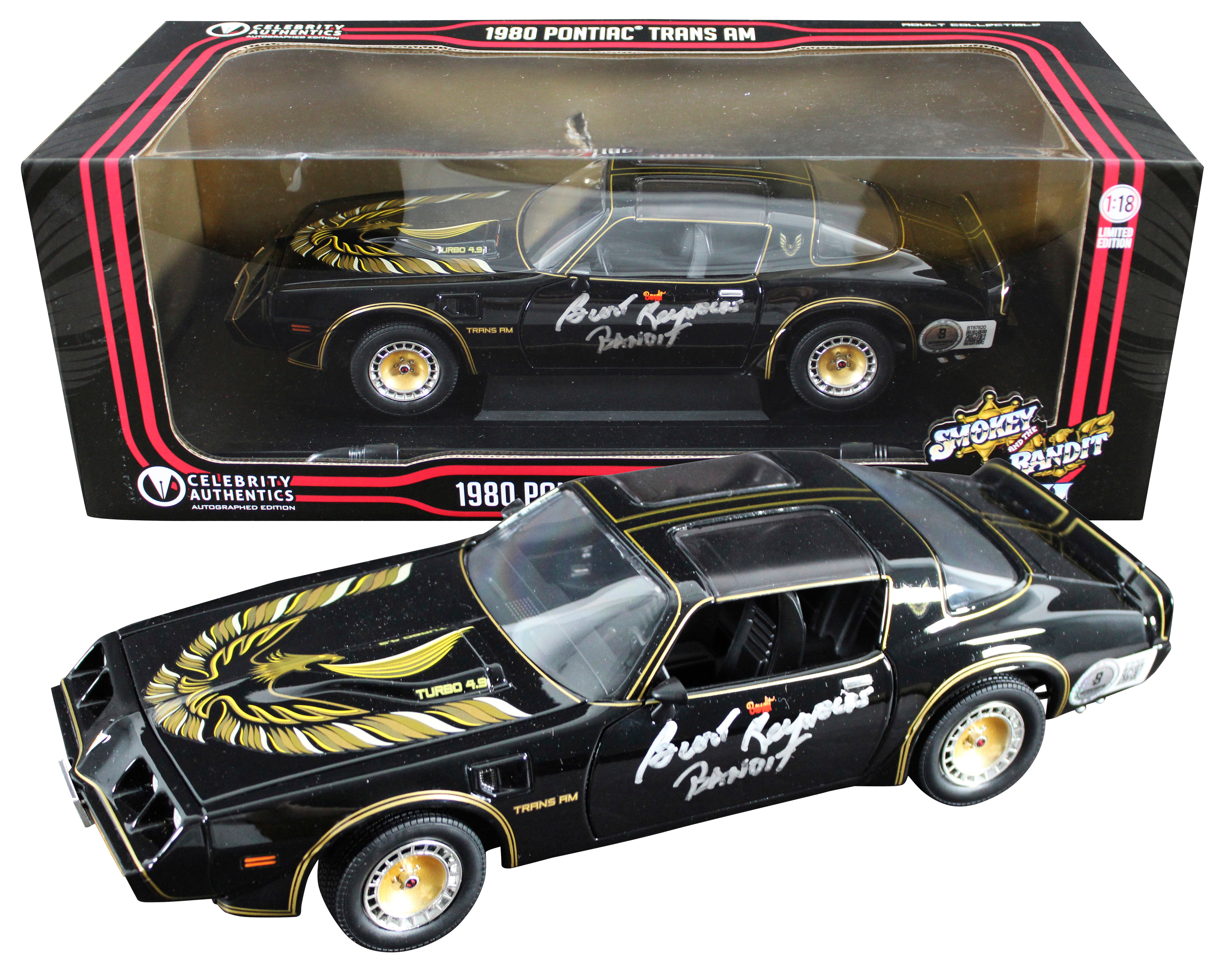 Burt Reynolds "Bandit" Signed 1980 Pontiac Trans Am Die Cast Car BAS #BT67620