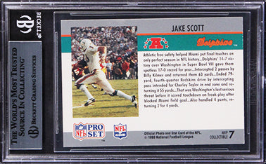 Dolphins Jake Scott Signed 1990 Pro Set Superbowl MVP'S #7 Card BAS Slabbed