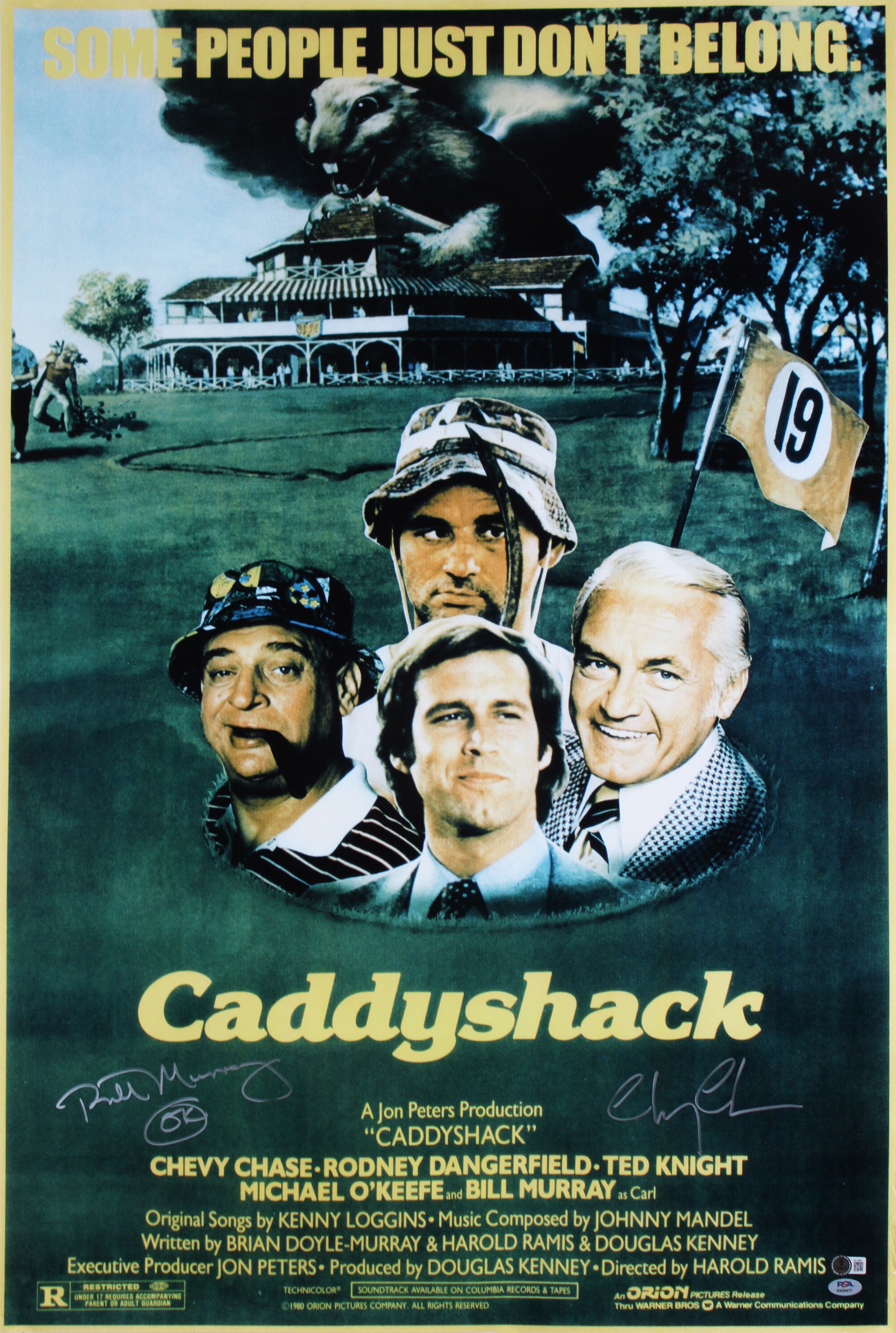 Bill Murray & Chevy Chase Caddyshack Authentic Signed 26x40 Poster BAS #AE13869