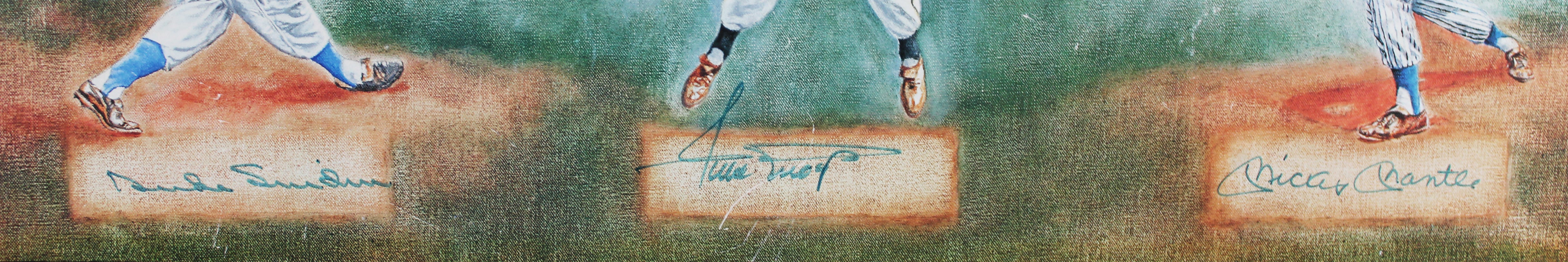 Mickey Mantle, Willie Mays & Duke Snider Signed & Framed 24x36 Lithograph PSA