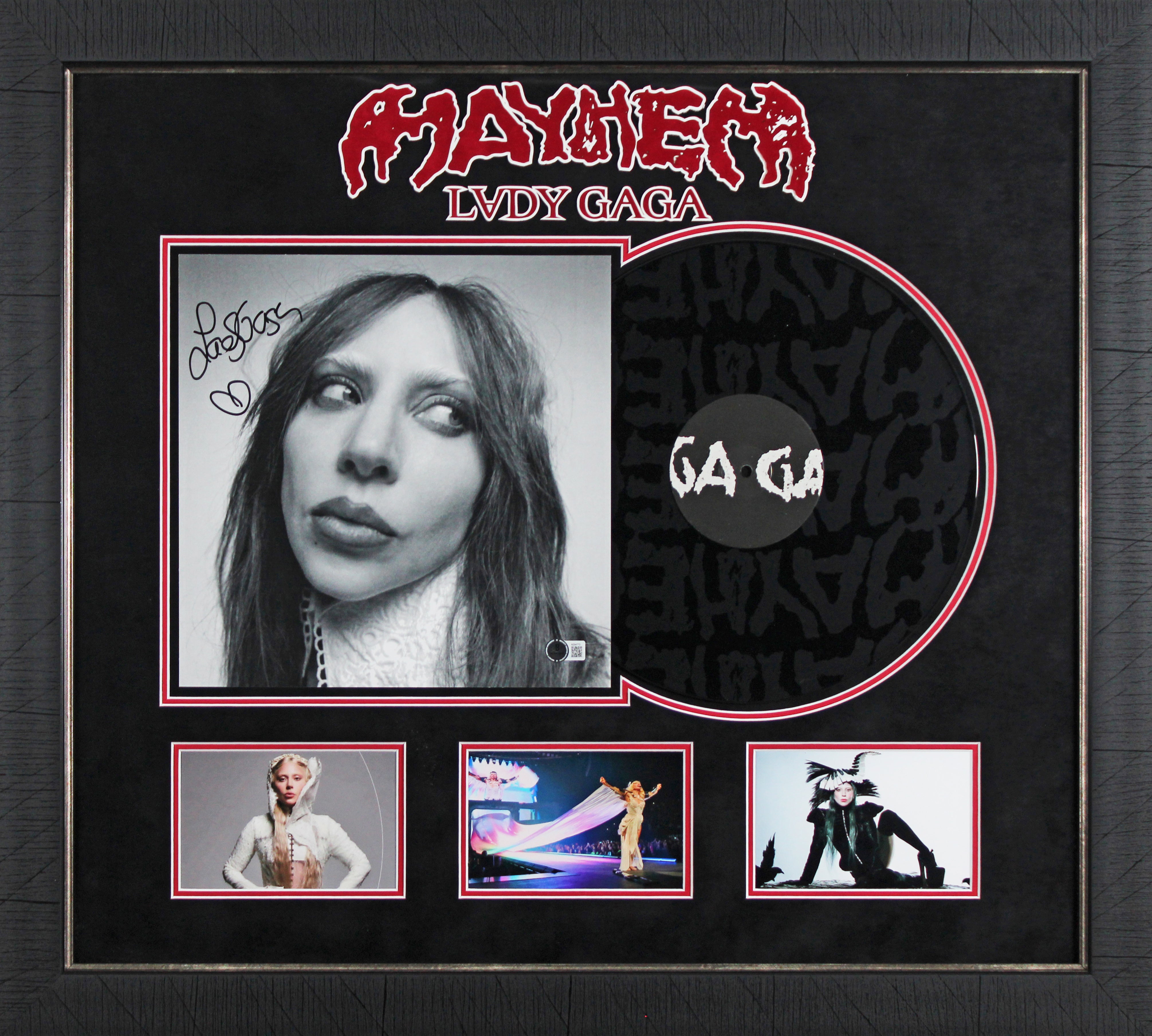Lady Gaga Authentic Signed & Framed Mayhem Album Flat w/ Album & Vinyl BAS