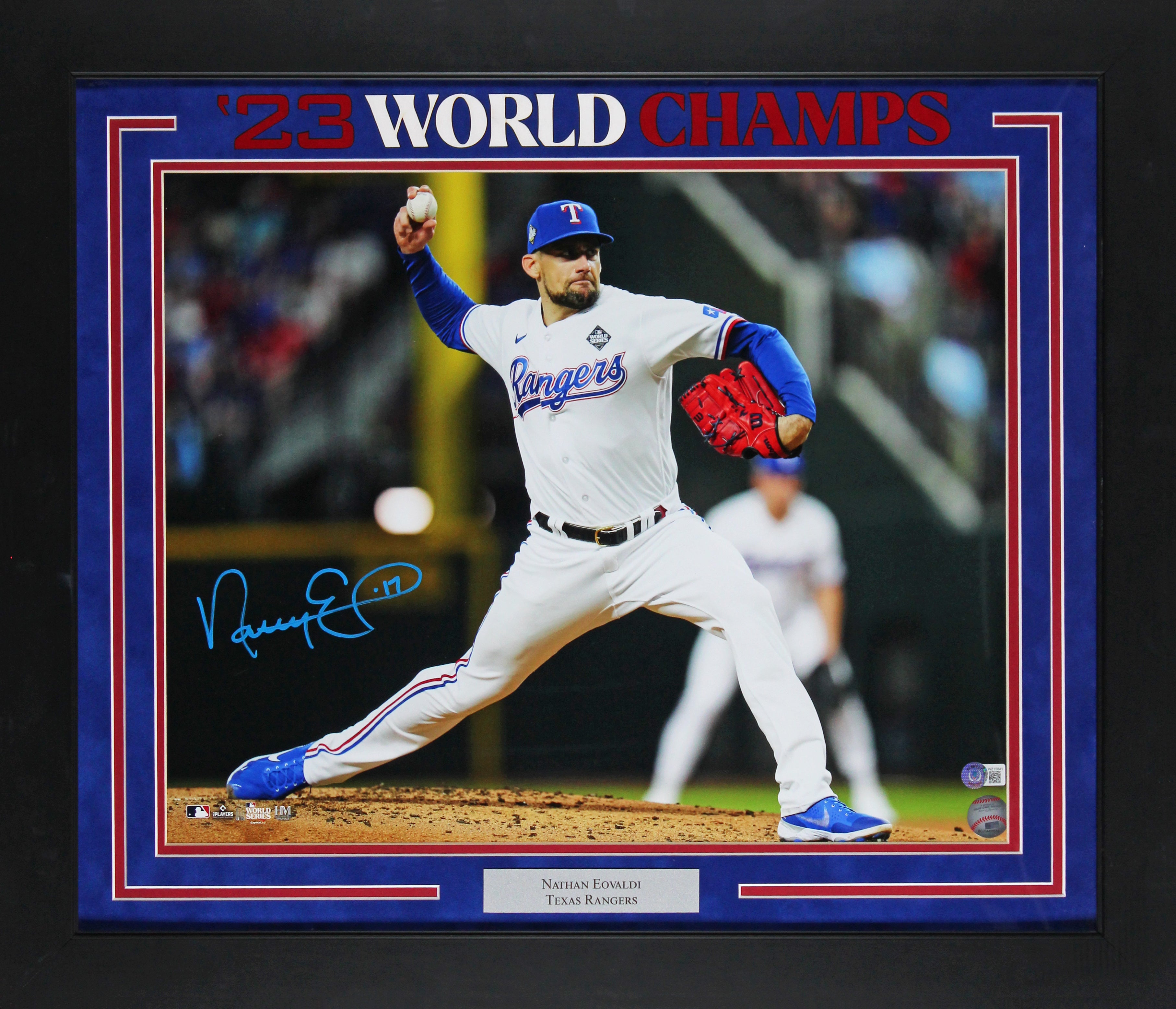 Rangers Nathan Eovaldi Authentic Signed 16x20 Framed Photo BAS #WZ15841
