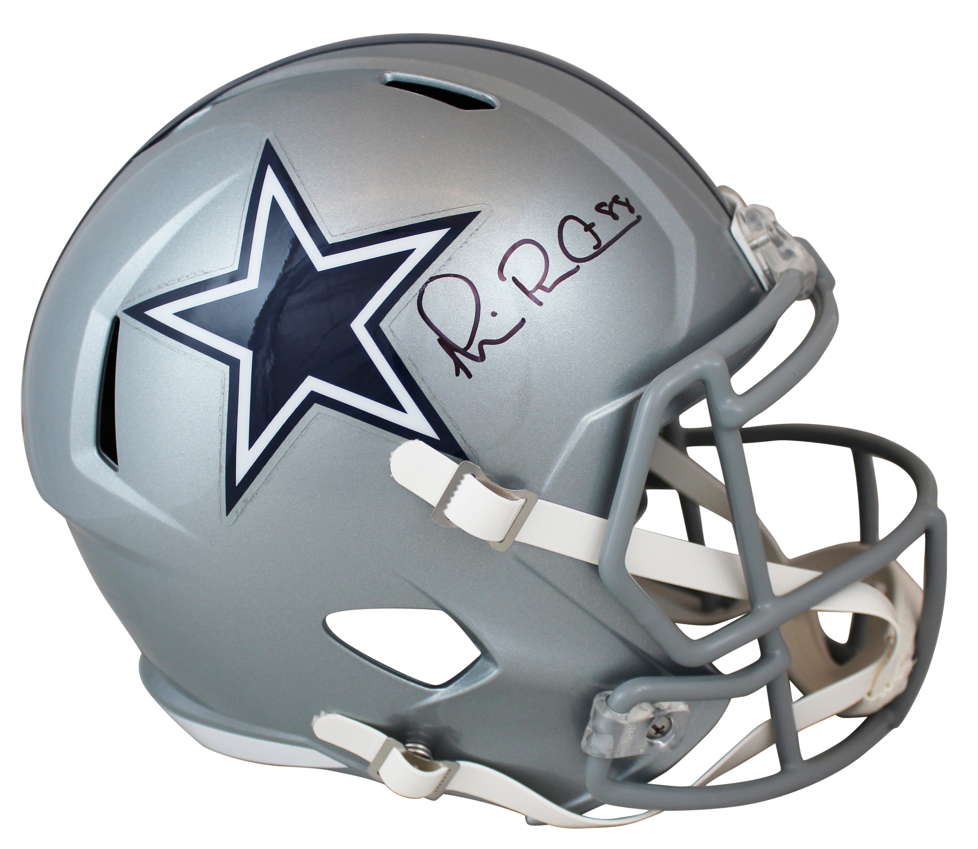 Cowboys Michael Irvin Signed Silver Full Size Speed Rep Helmet W/ Case BAS Wit