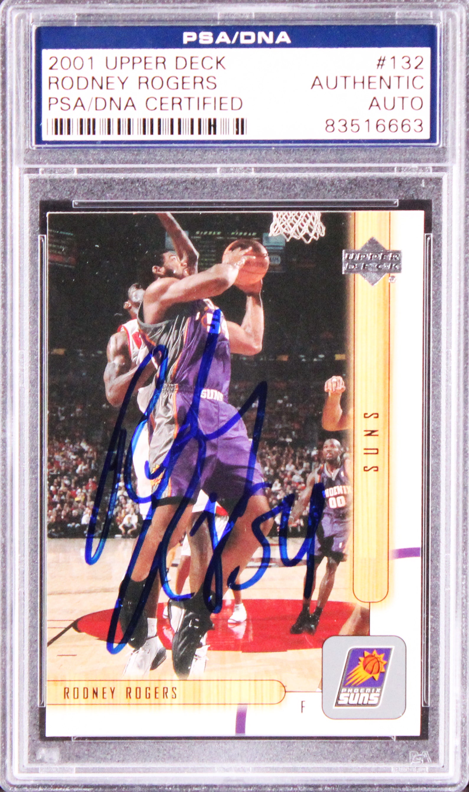 Suns Rodney Rogers Authentic Signed 2001 Upper Deck #132 Card PSA/DNA Slabbed