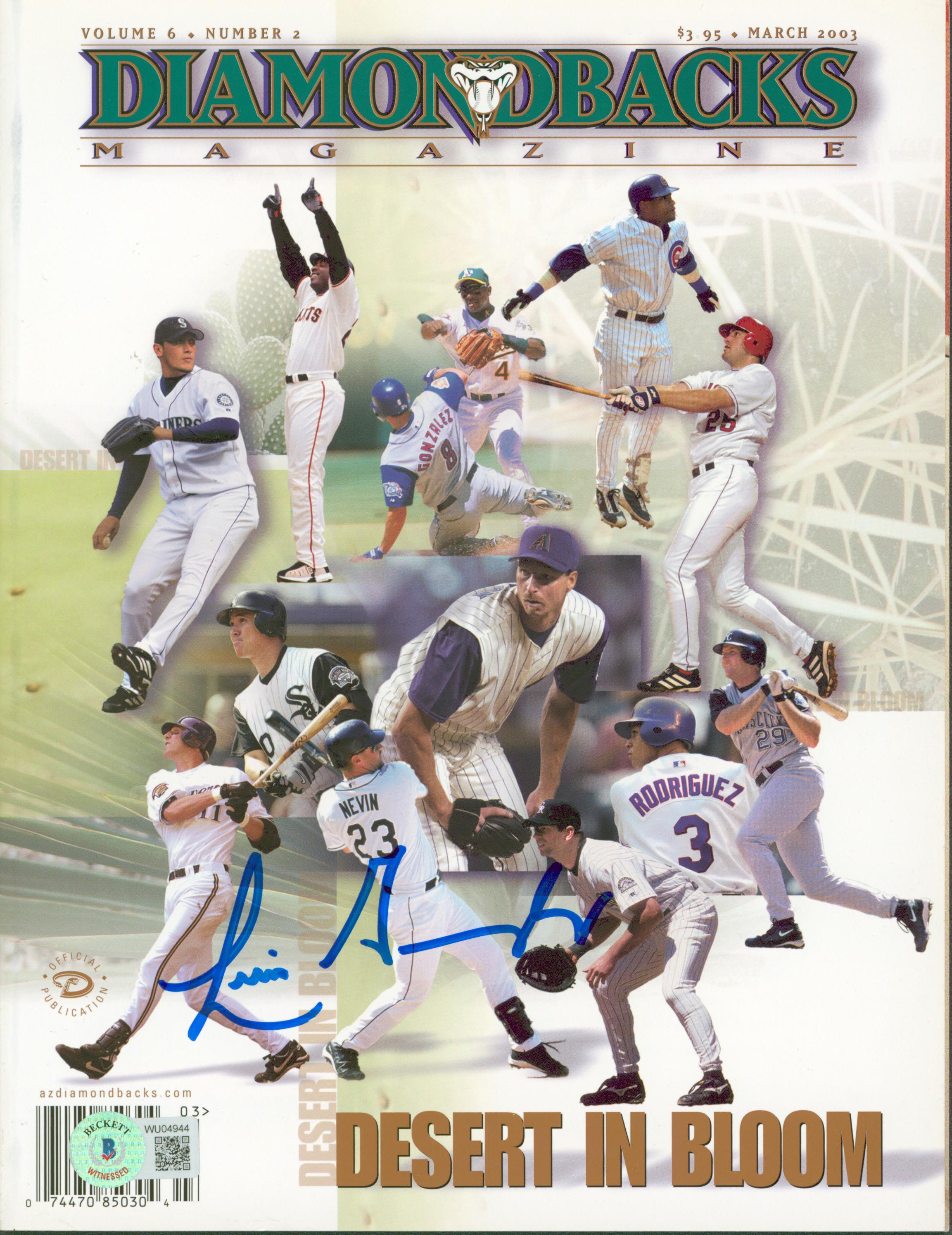 D-Backs Luis Gonzalez Signed March 2003 Diamondbacks Magazine BAS Wit #WU04944