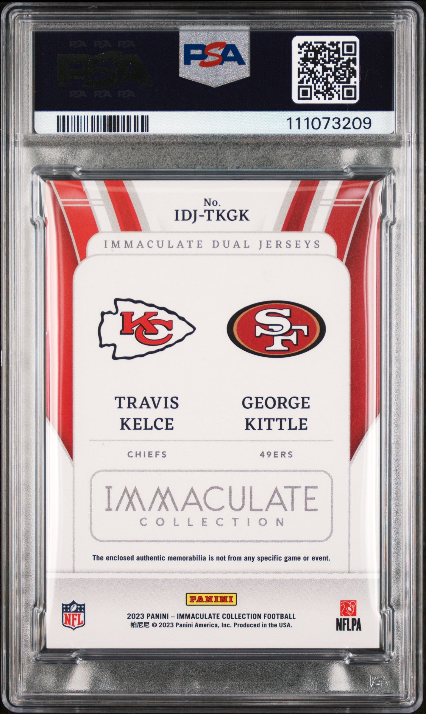 Travis Kelce & George Kittle Signed 2023 IDJ #IDJTKGK Card Auto 9 PSA Slabbed 3