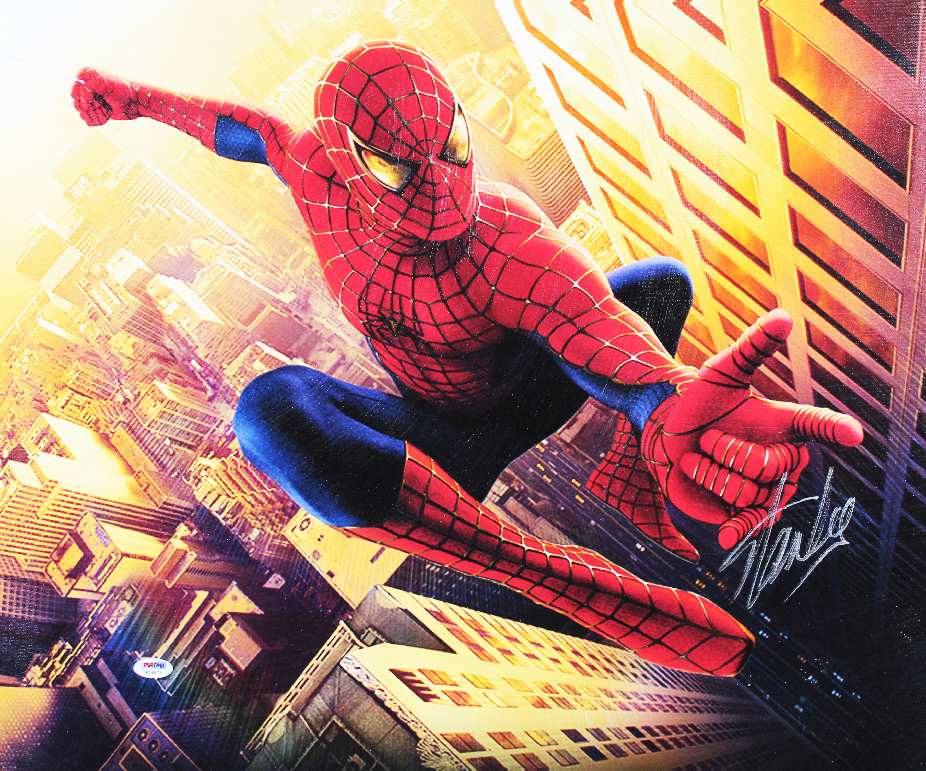 Stan Lee Marvel Authentic Signed & Framed 20x24 Spider-Man Canvas PSA #W18573
