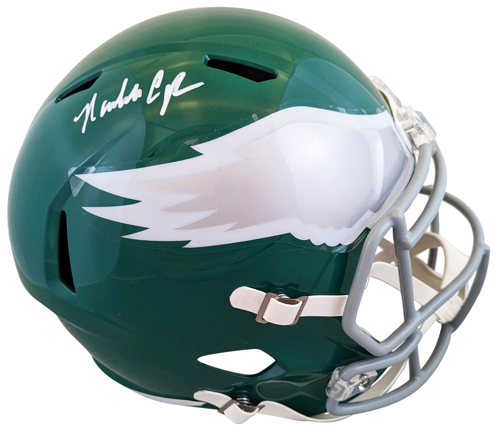Eagles Randall Cunningham Signed 1974-95 TB F/S Speed Rep Helmet W/ Case BAS Wit