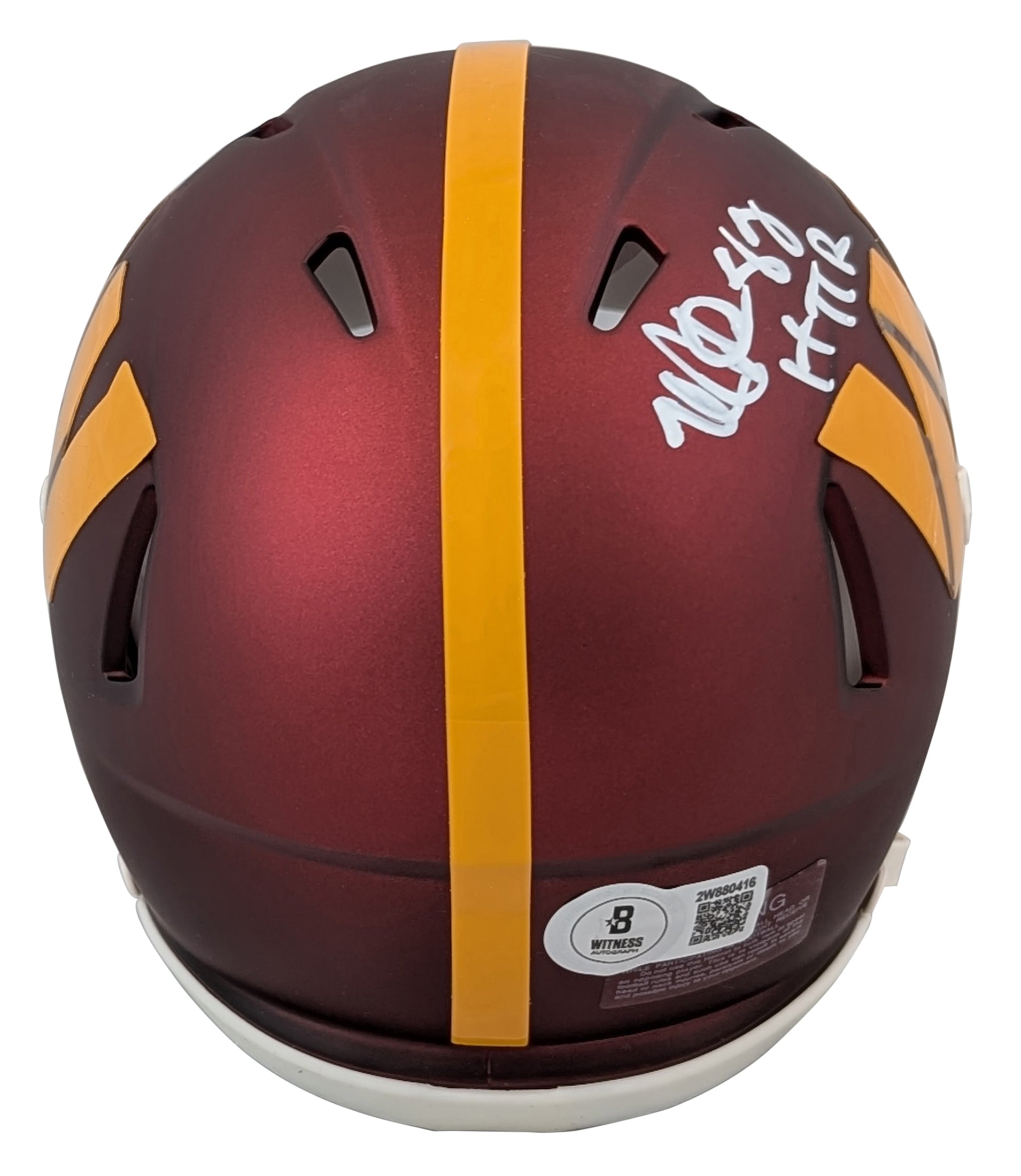Commanders Michael Westbrook "HTTR" Signed Speed Mini Helmet W/ Case BAS Witness
