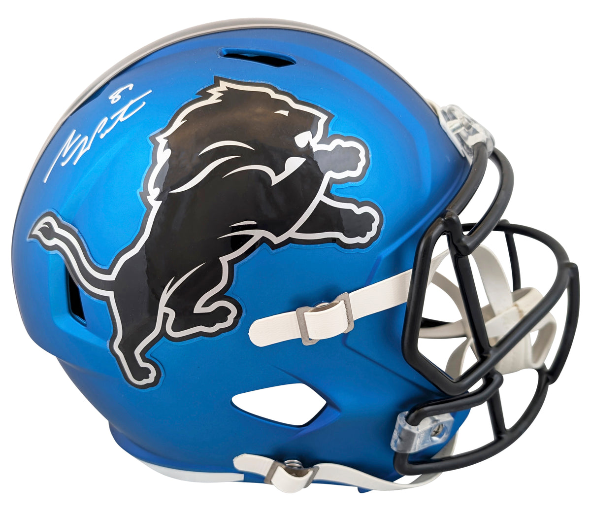 Lions Sam LaPorta Signed 2024 On Field Alt F/S Speed Rep Helmet W/ Case BAS Wit