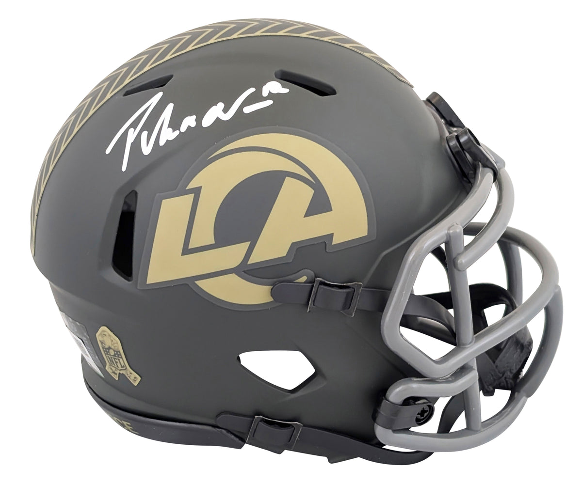 Rams Puka Nacua Signed Salute To Service IV Speed Mini Helmet Fan #XD21612799