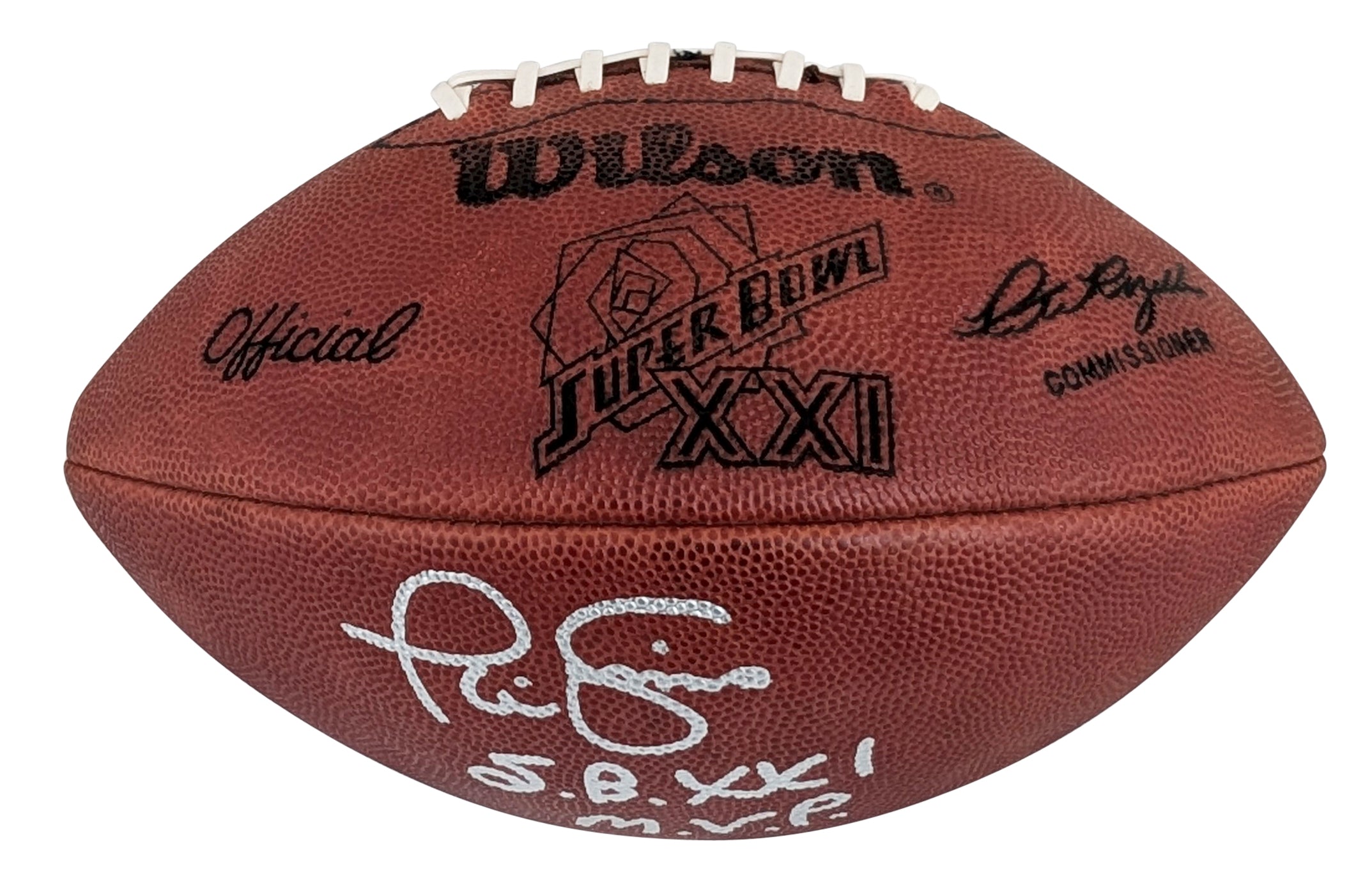 Giants Phil Simms "SB XXI MVP" Signed SB XXI Logo "Duke" Football W/ Case BAS W
